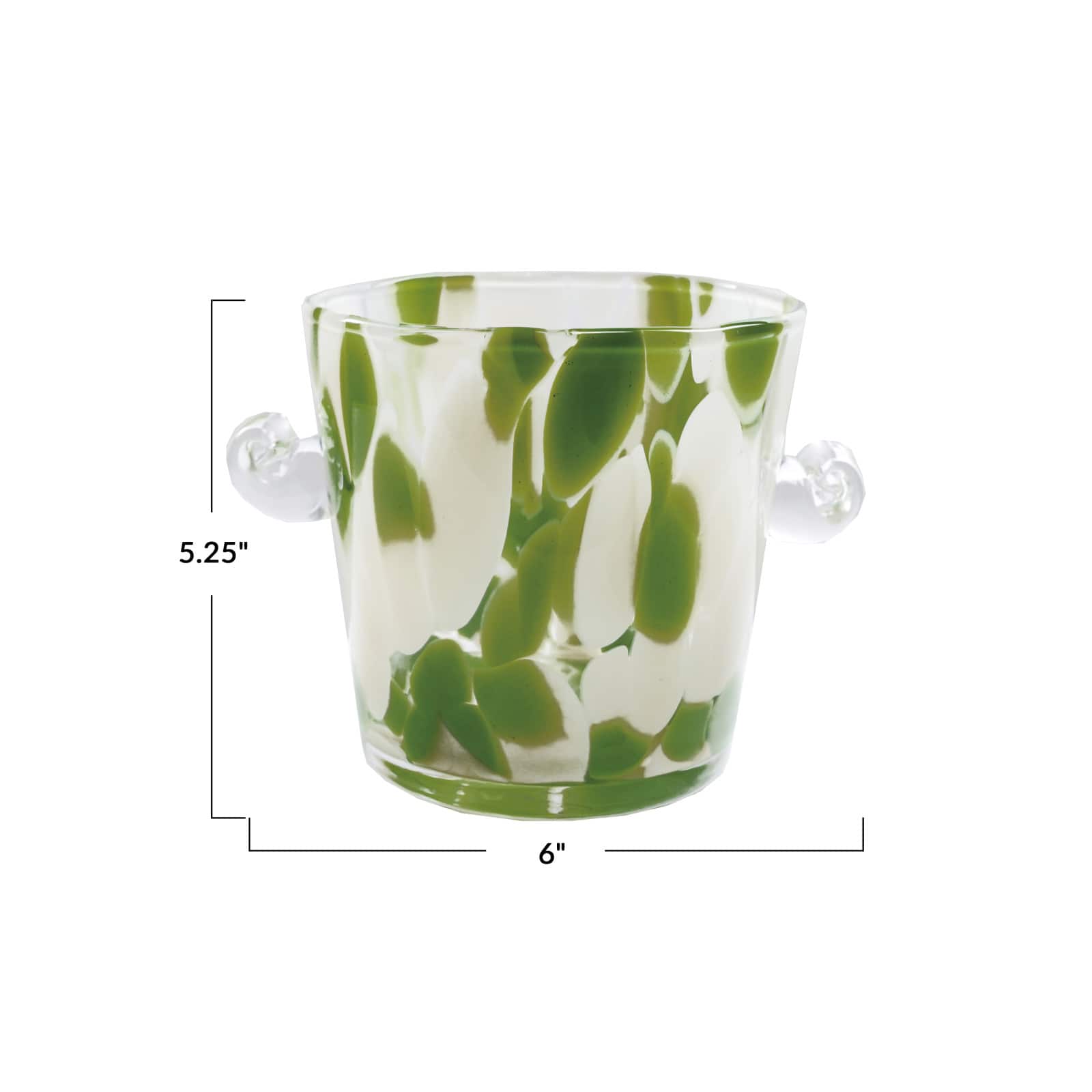 Hello Honey 32-Ounce Confetti Glass Ice Bucket with Handles, Yellow and Green