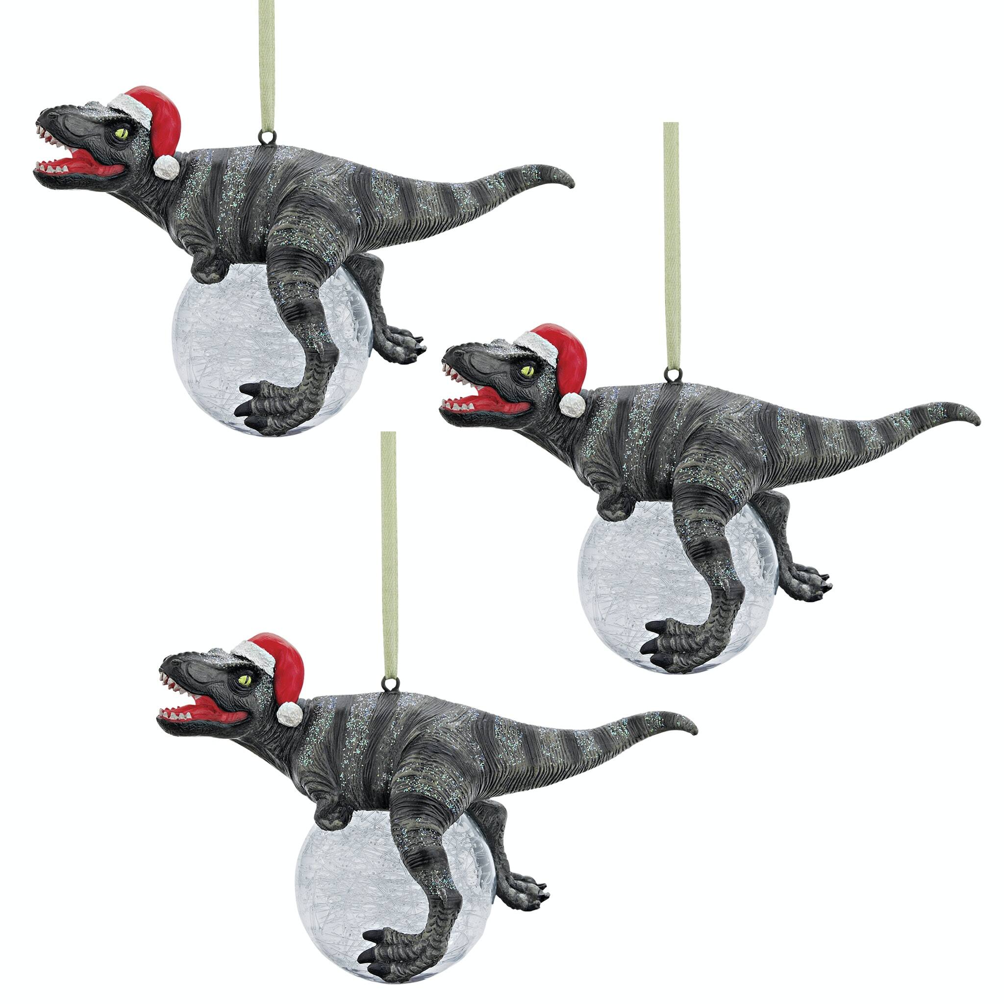 Design Toscano 3ct. Blitzer the T-Rex Ornaments