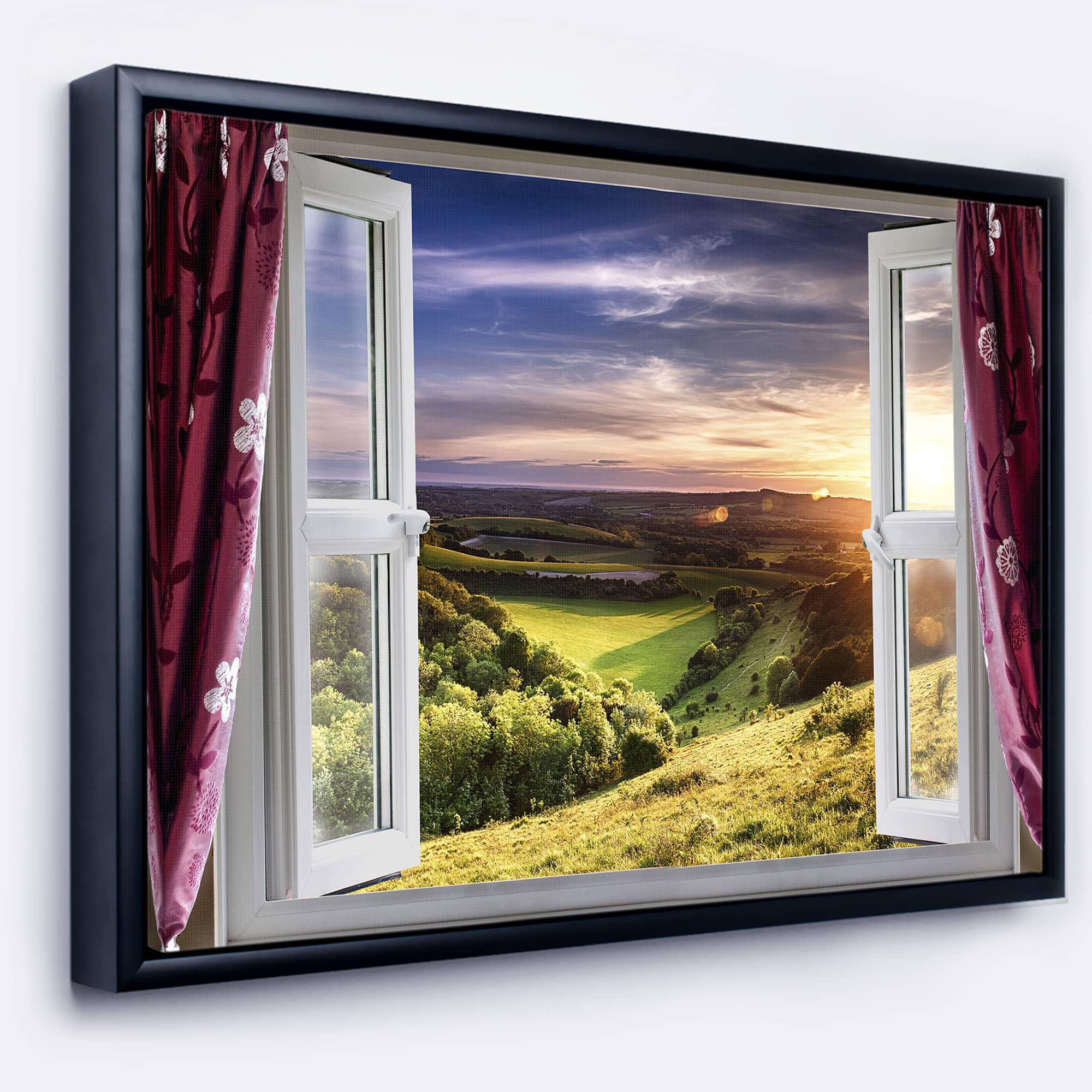 Designart - Window View - Landscape Canvas Art Print in Black Frame