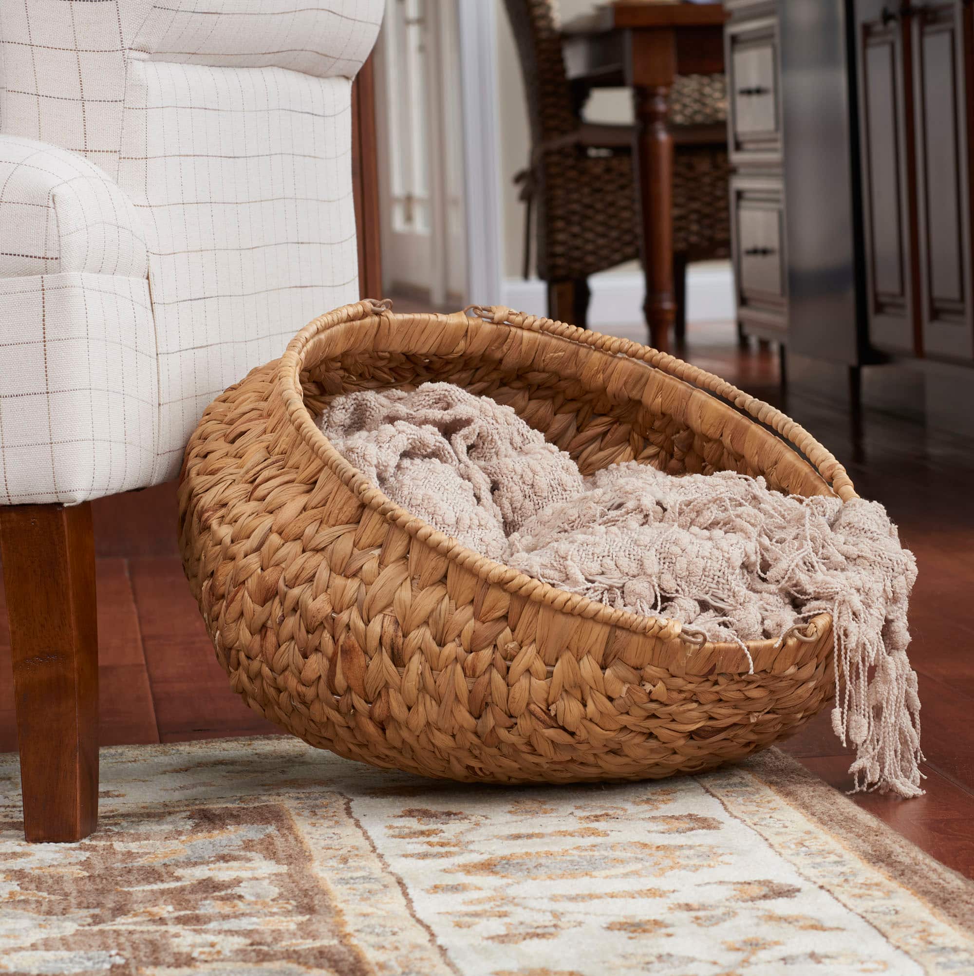 Household Essentials Round Woven Basket with Handles