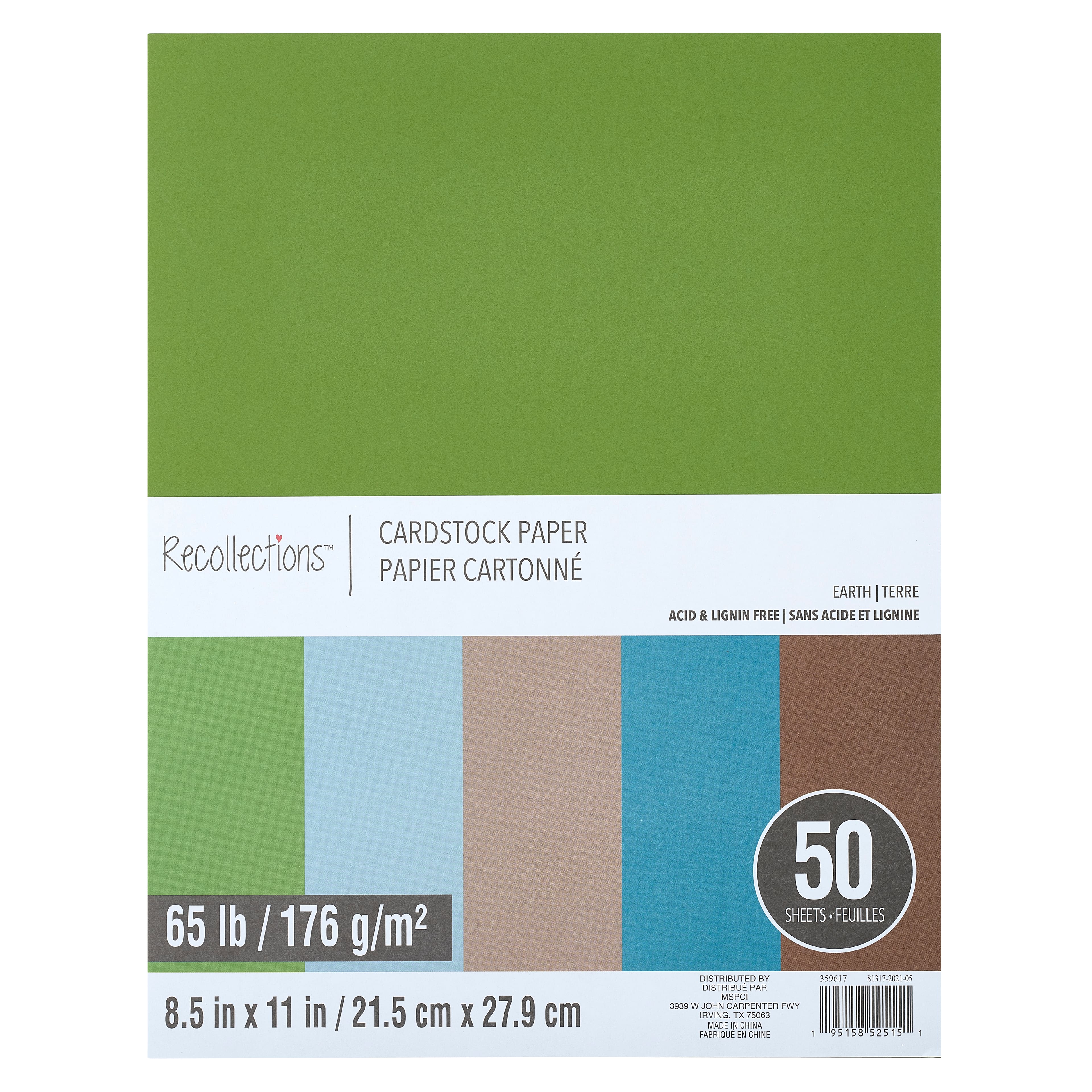 12 Packs: 50 ct. (600 total) Earth 8.5&#x22; x 11&#x22; Cardstock Paper by Recollections&#x2122;