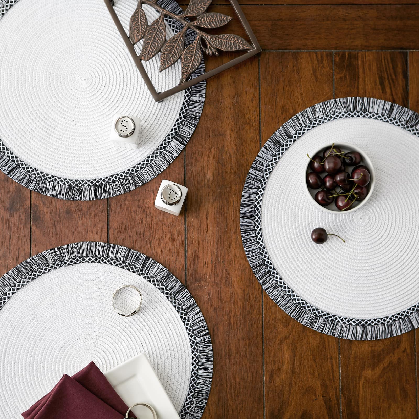 DII&#xAE; Round Fringed Placemats, 6ct.