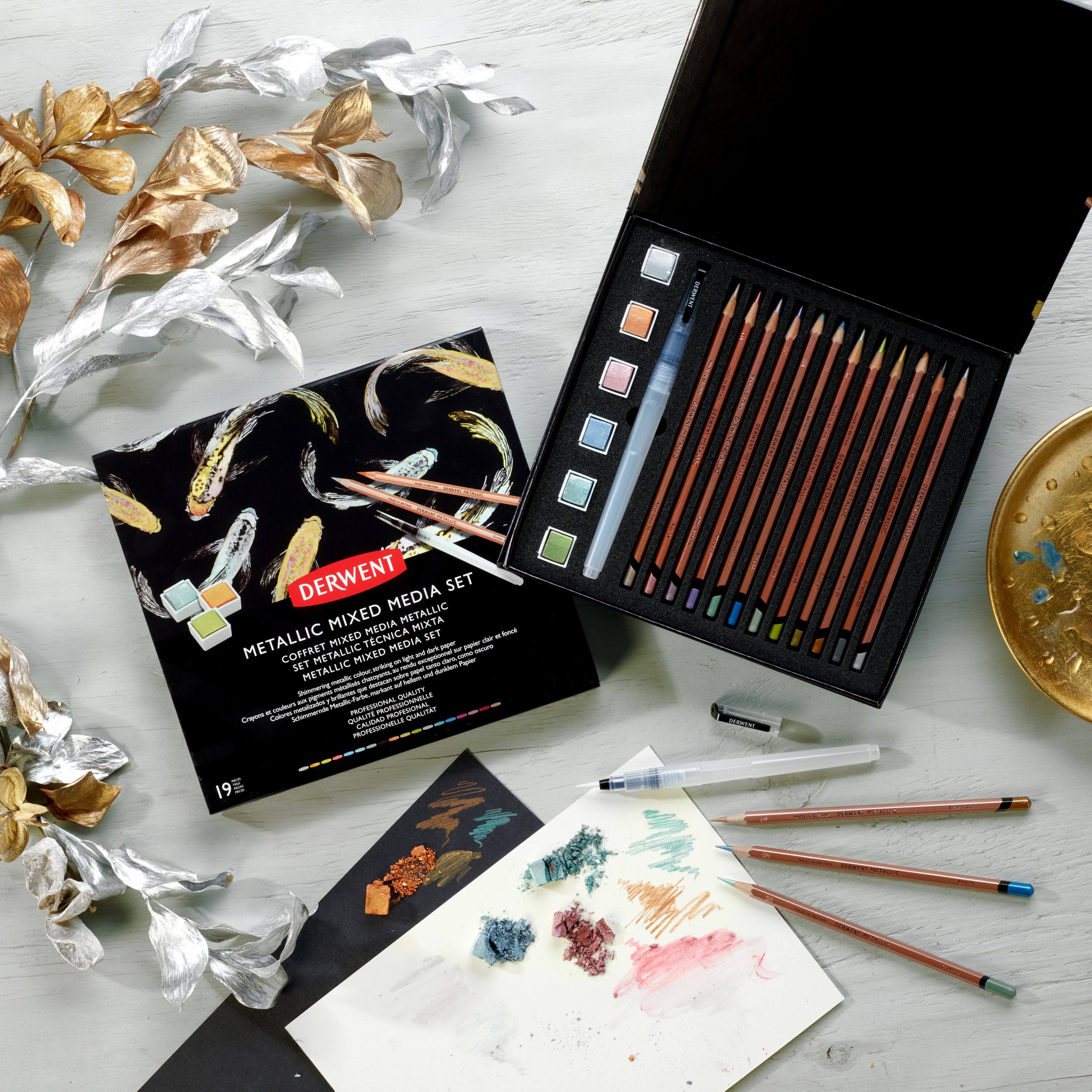 Derwent® 19-Piece Metallic Mixed Media Set