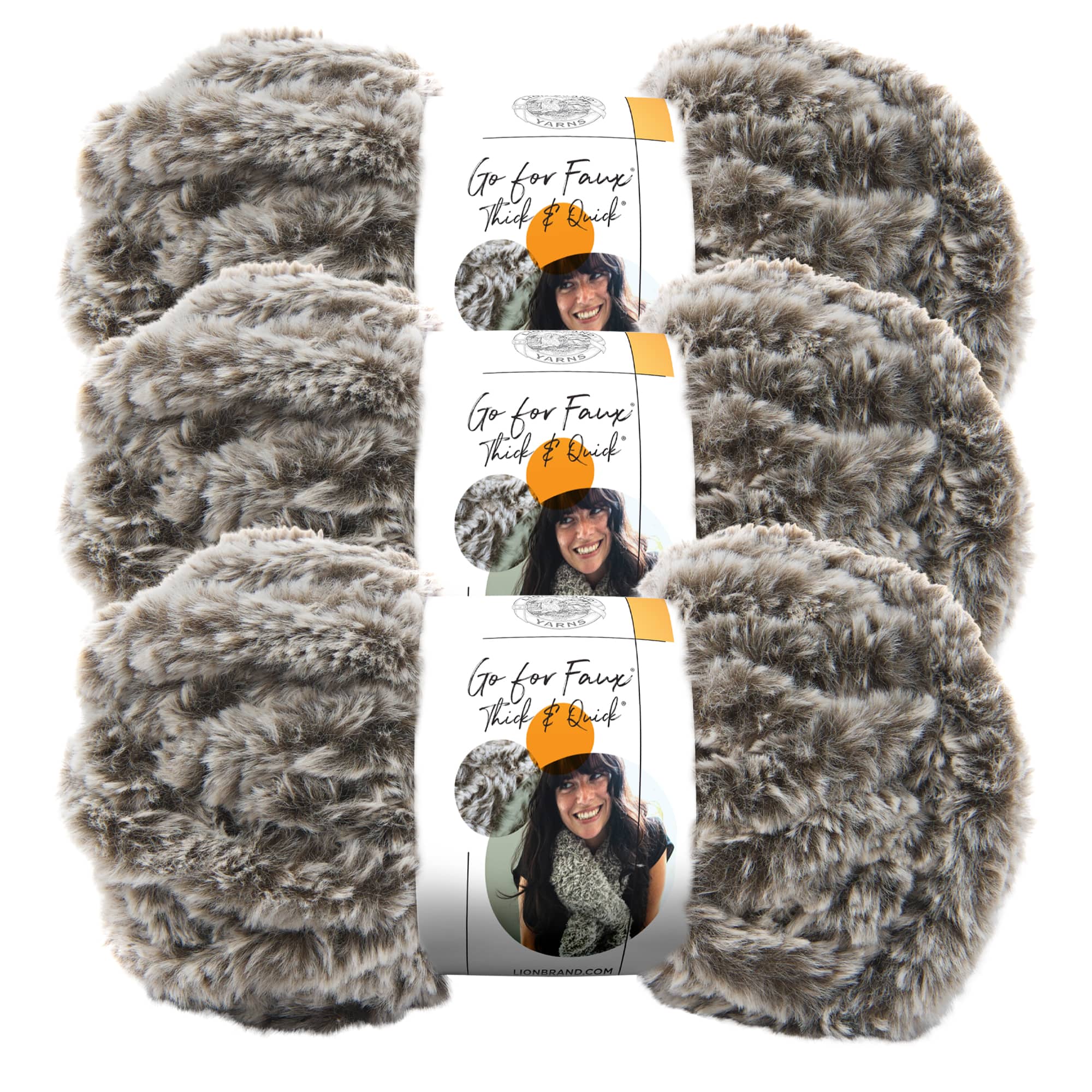 Lion Brand Yarn (1 Skein) Go for Faux Bulky Yarn, Chinchilla