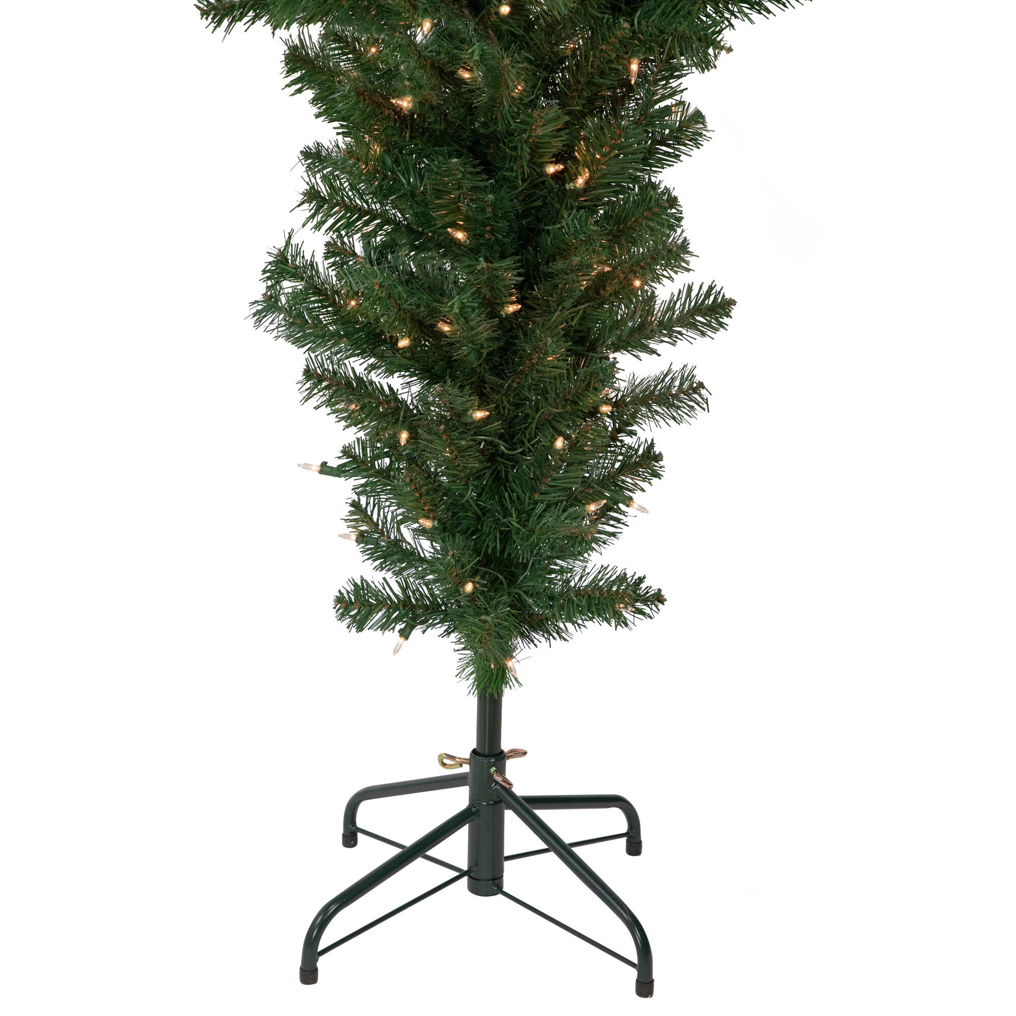 5.5ft. Pre-Lit Medium Upside Down Spruce Artificial Christmas Tree, Clear Lights