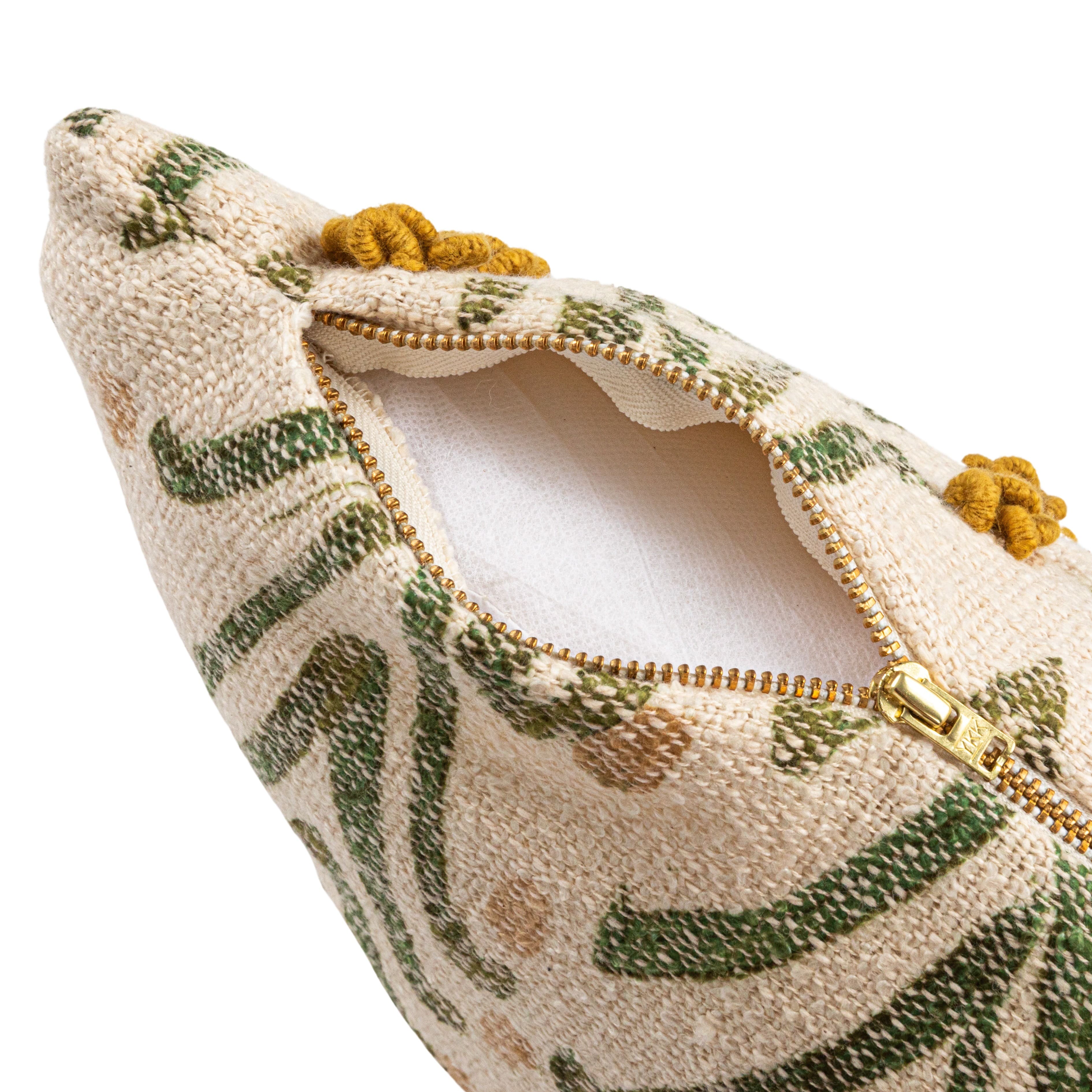 Hello Honey® 24" Natural, Green & Mustard Floral Pattern Lumbar Pillow