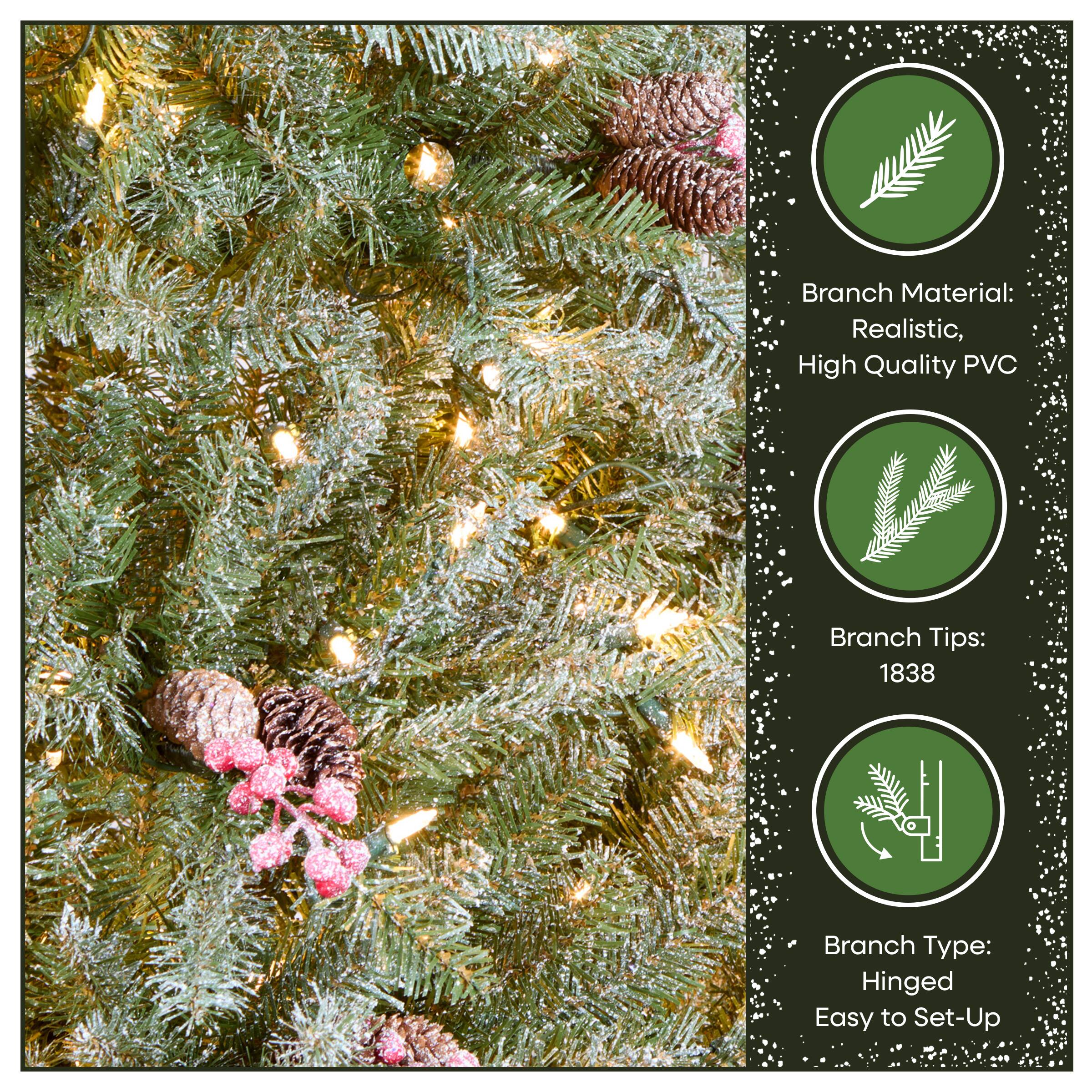 6.5 ft. Pre-Lit Flocked Dunhill® Fir Full Artificial Christmas Tree, Clear Lights