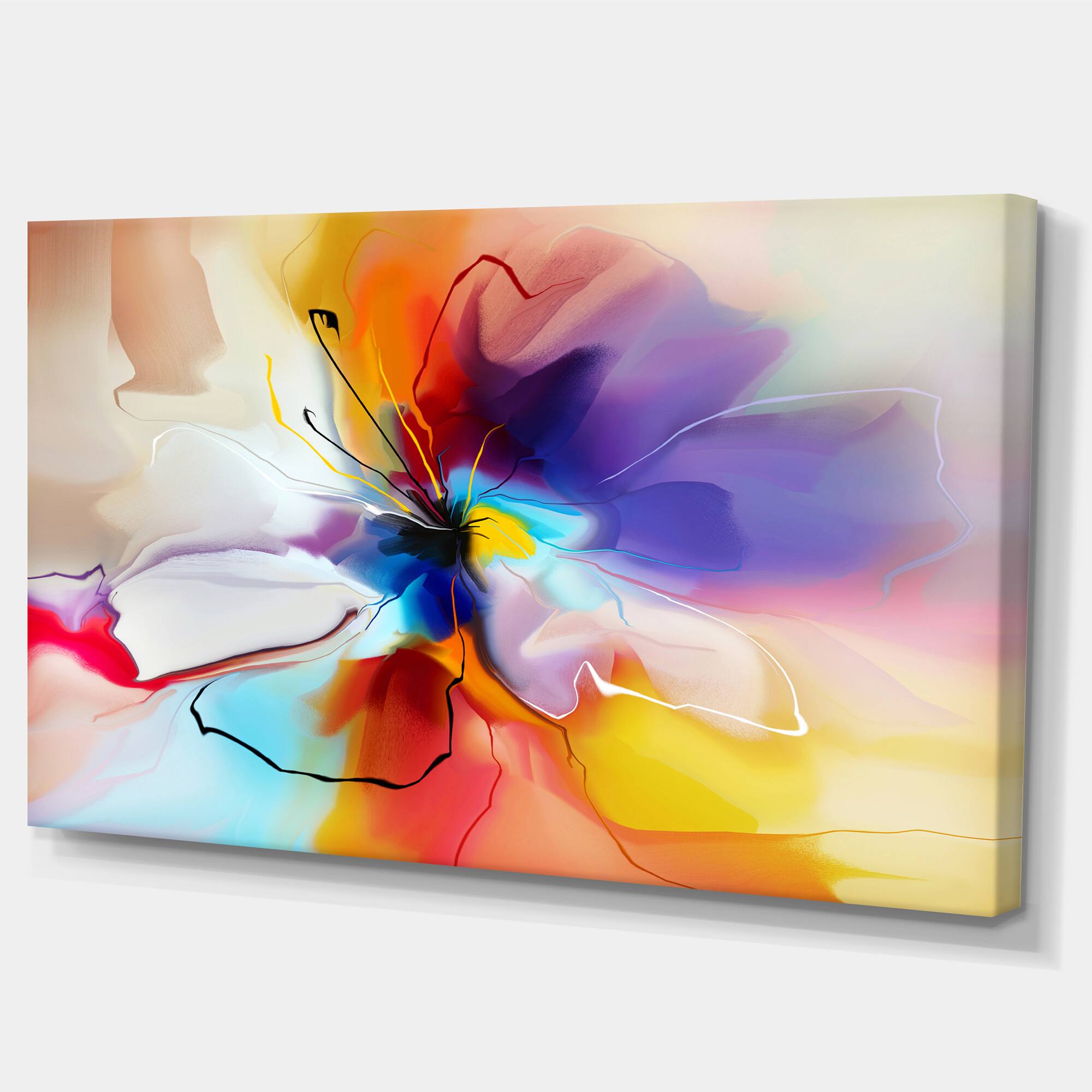 Designart - Creative Flower in Multiple Colors - Large Floral canvas art