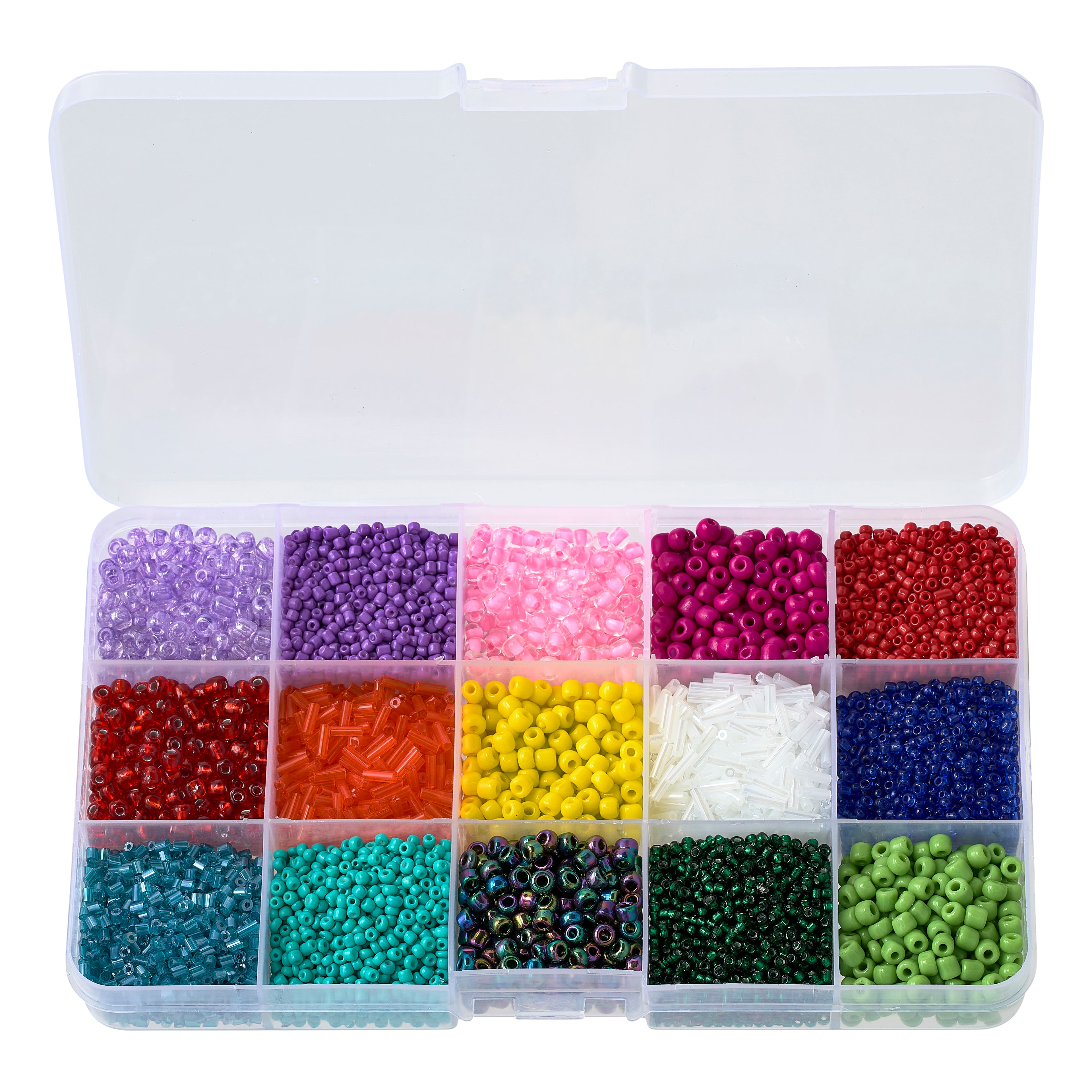 Blue Moon Bead Box 24 Colors Flip Top Containers Silver Lined Rainbow Glass  Seed