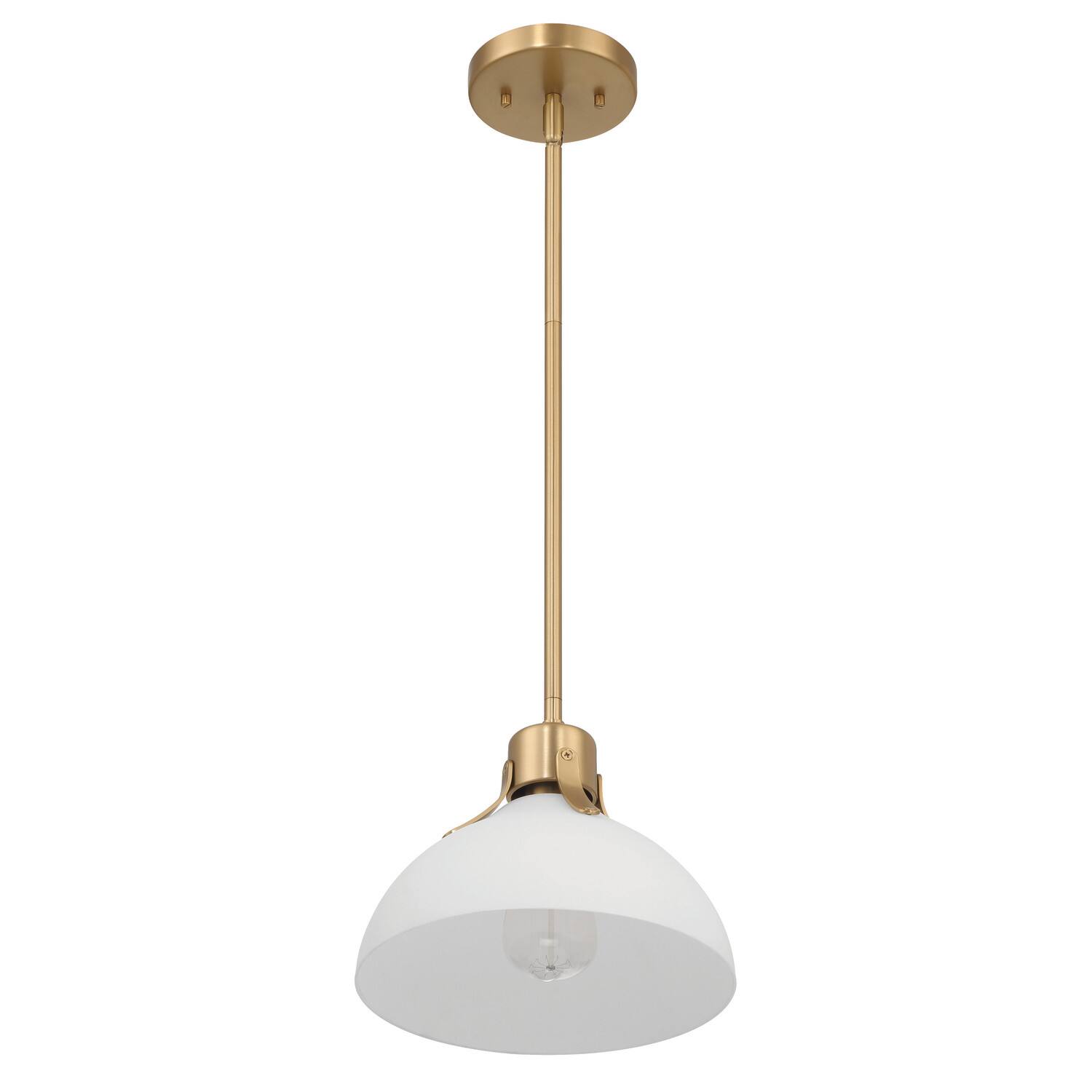 Hello Honey&#xAE; Delano Gold &#x26; White Industrial Metal &#x26; Etched Glass Ceiling Light