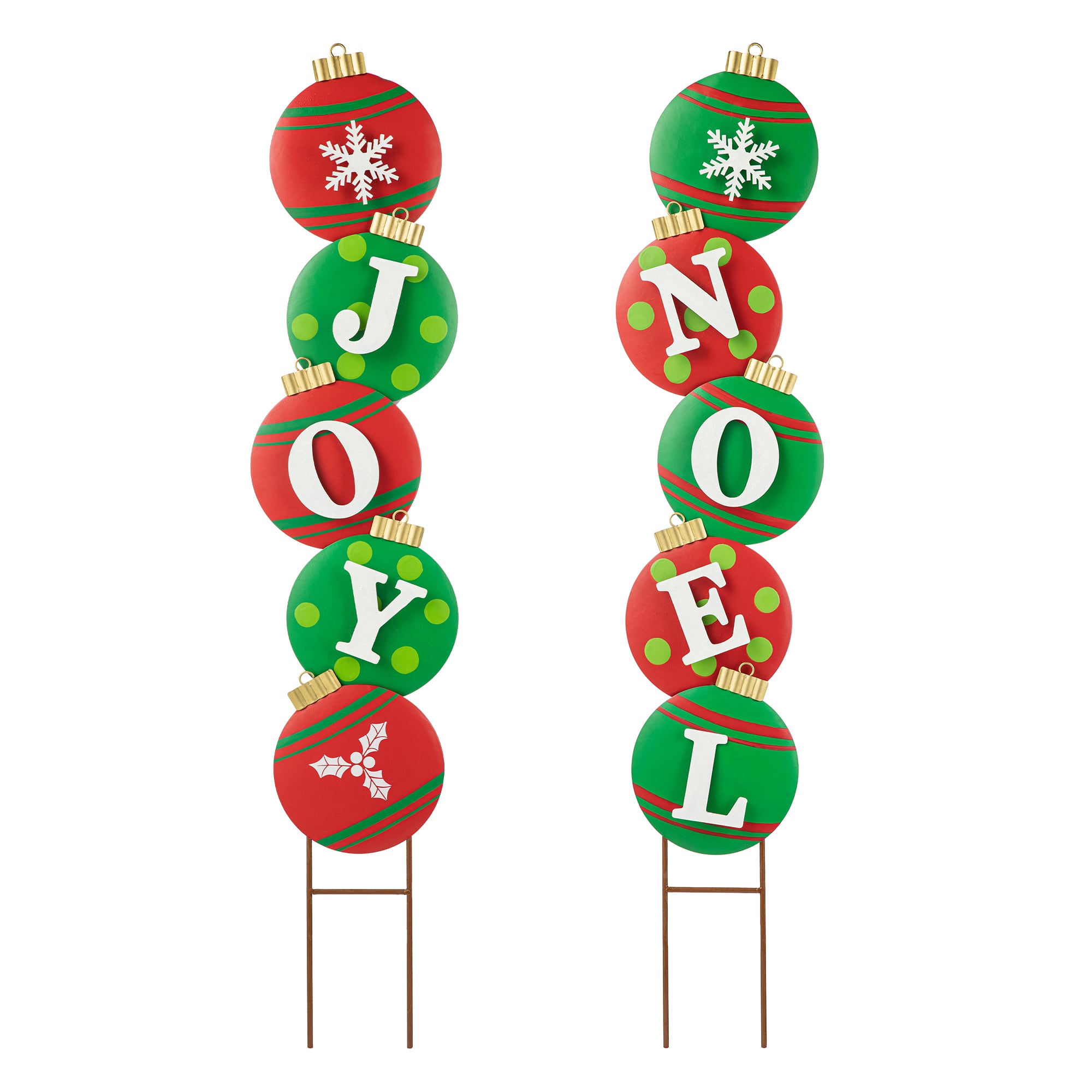 Glitzhome® Metal Metal JOY & NOEL Ornament Yard Stake/Wall Décor Set