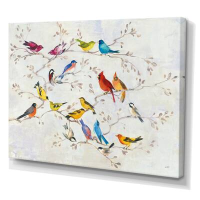 Designart - Multi-Color Bird on Tree - Modern Farmhouse Canvas Art ...