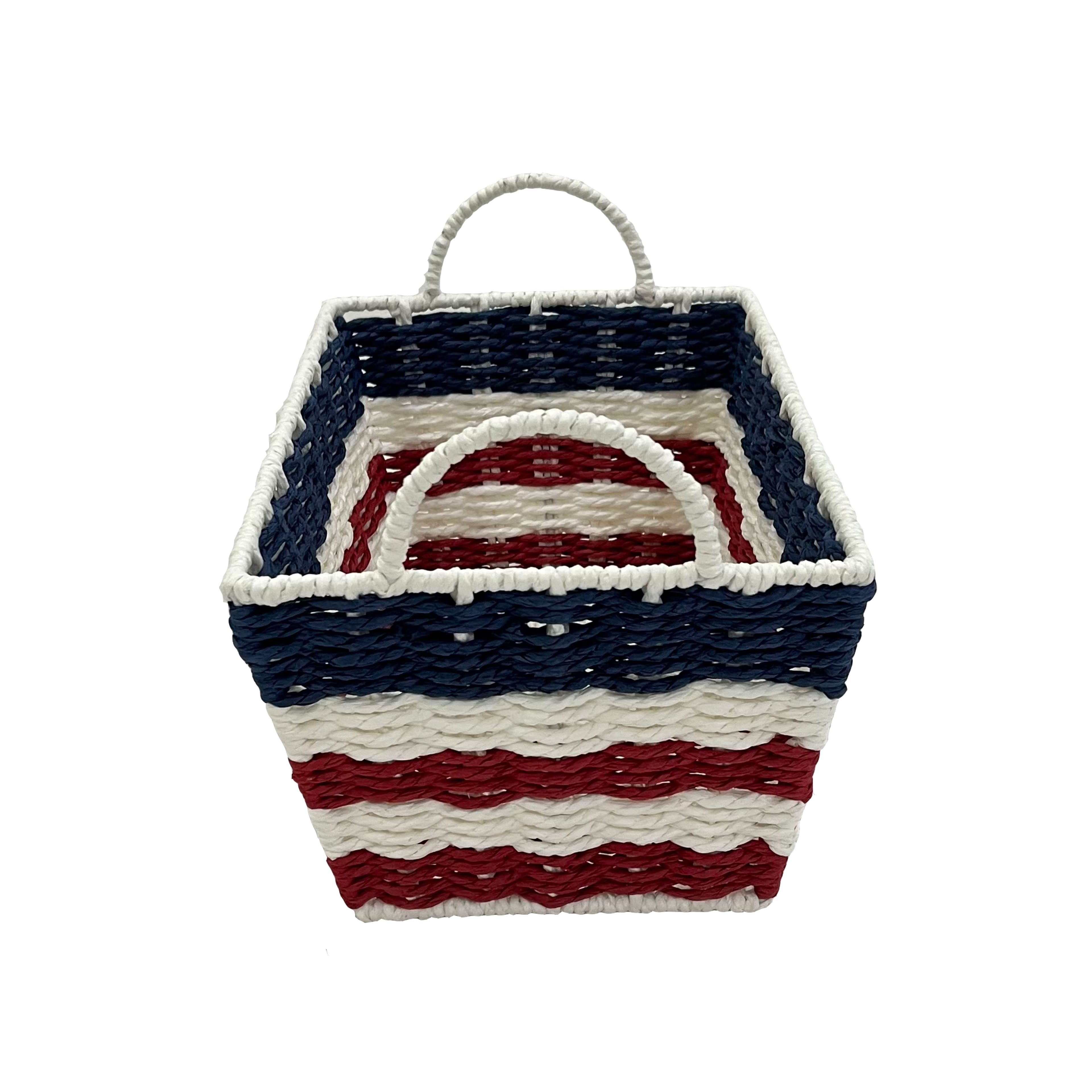 12&#x22; Red, White &#x26; Blue Striped Basket by Celebrate It&#x2122;