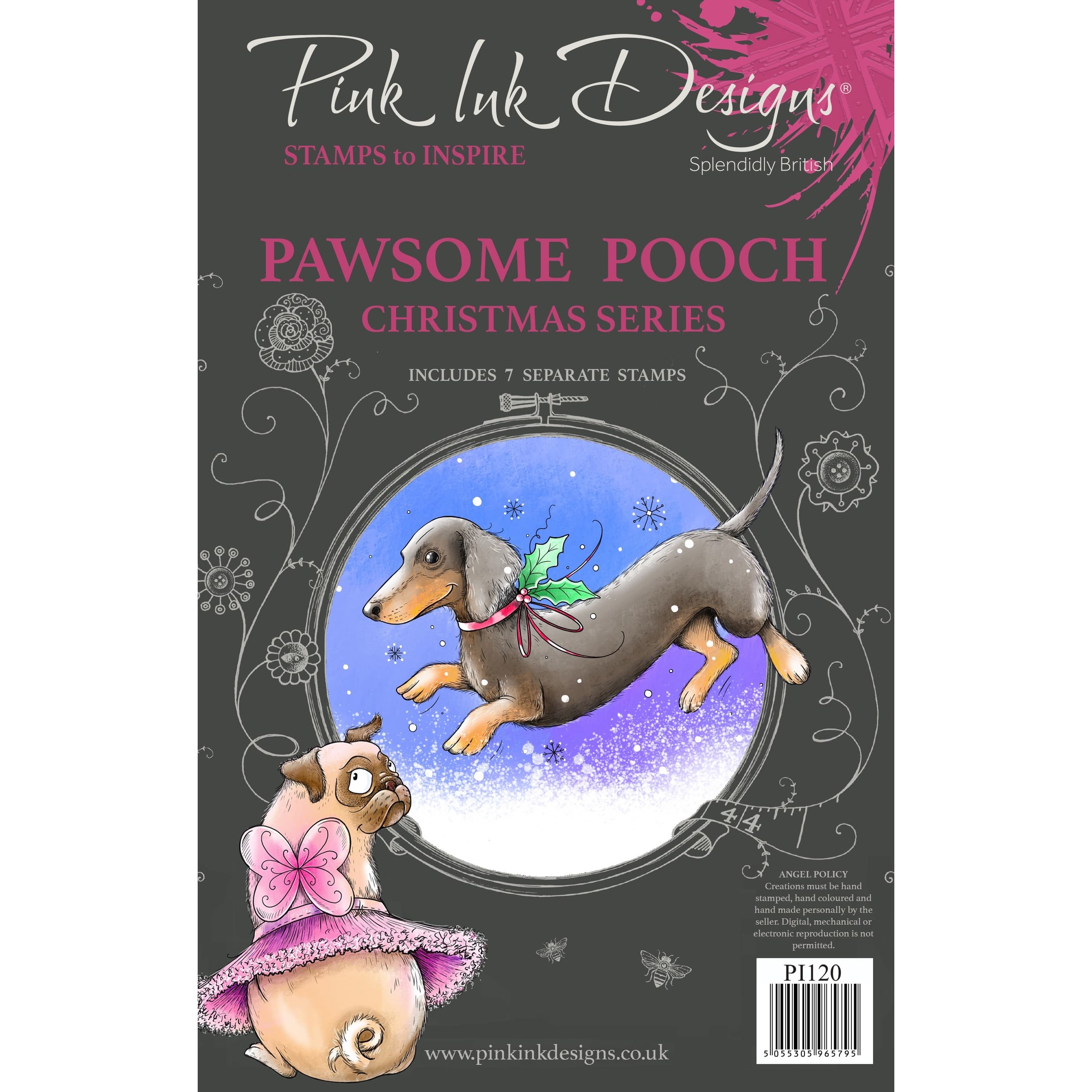 Pink Ink Designs&#xAE; Christmas Series Pawsome Pooch A5 Clear Stamp Set