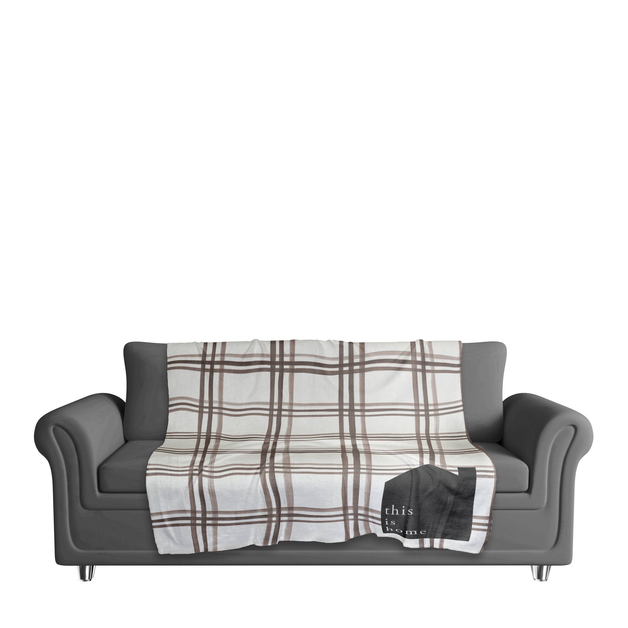 Brown & White Plaid This is Home Sherpa Fleece Blanket