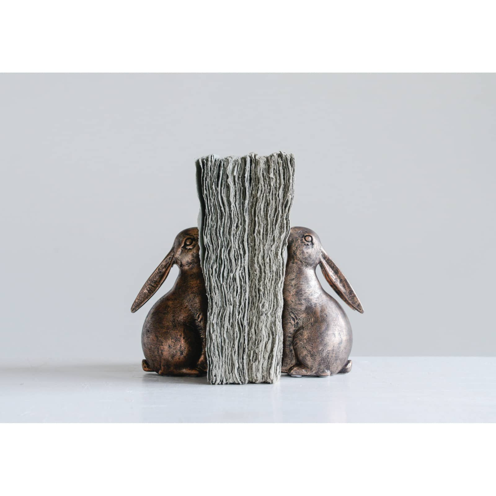 Bronze Bunny Bookends Set