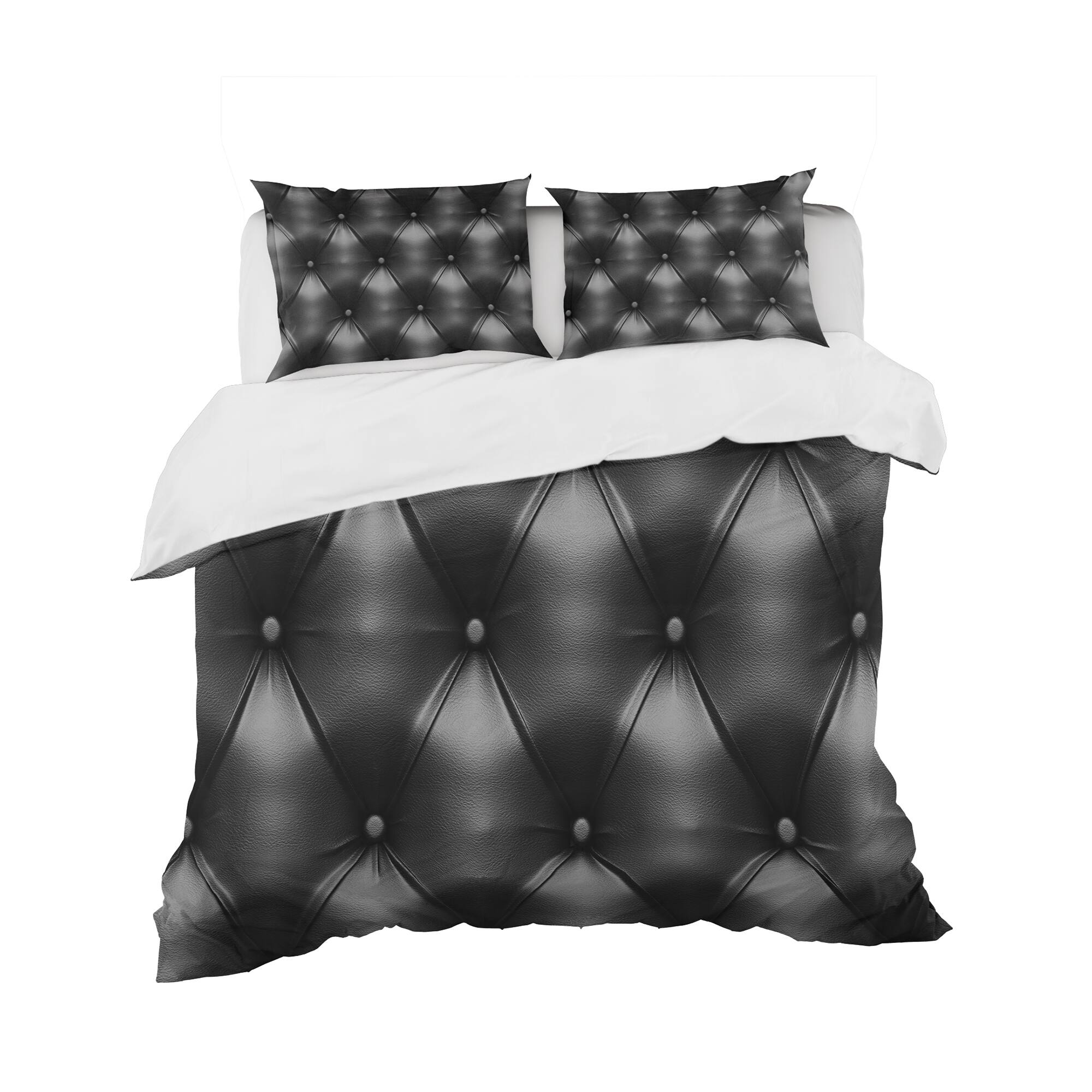 Designart 'Luxury Classic Black Sofa Leather' Modern & Contemporary Bedding Set - Duvet Cover & Shams