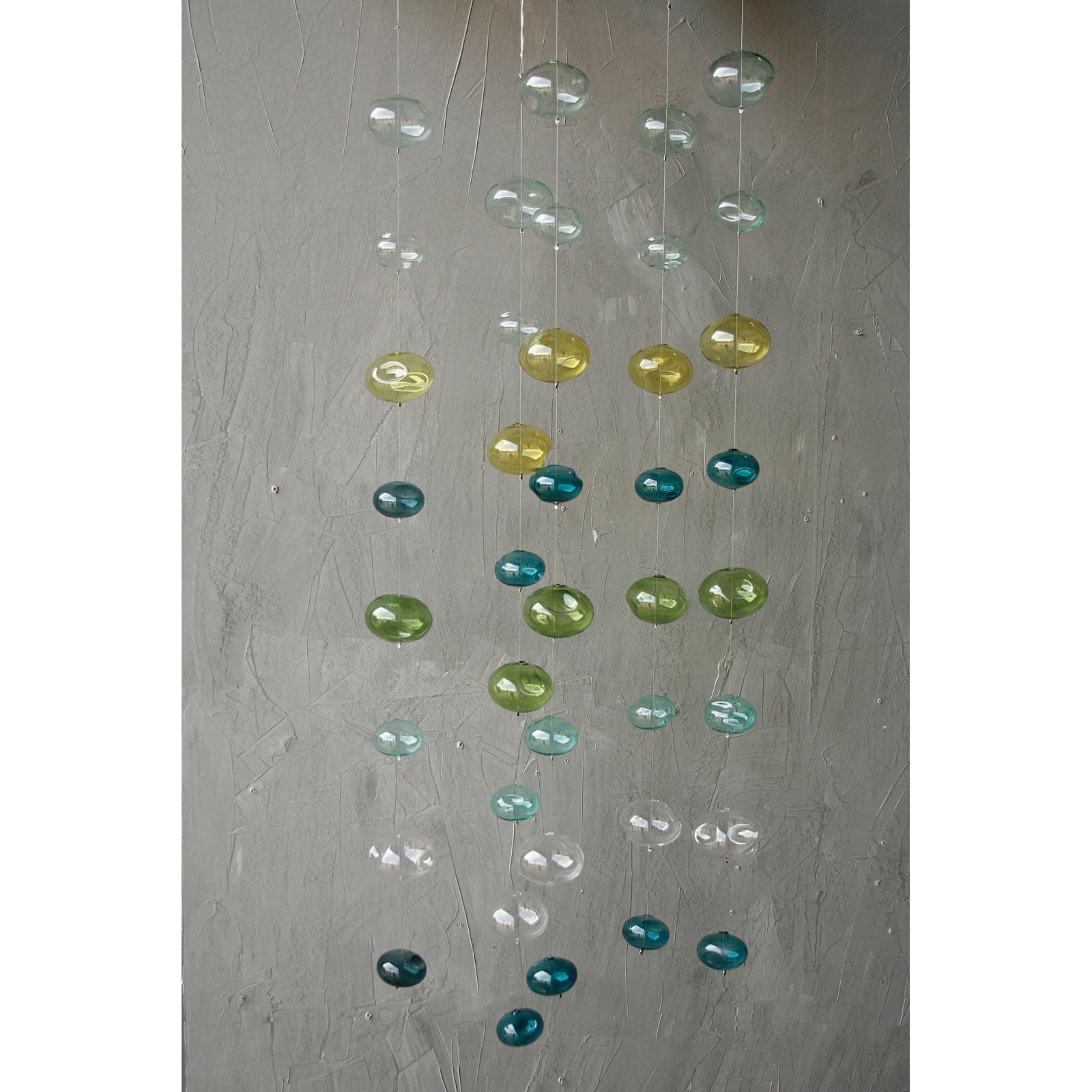 4ft. Blues &#x26; Greens Hand Blown Bubble Glass Garland