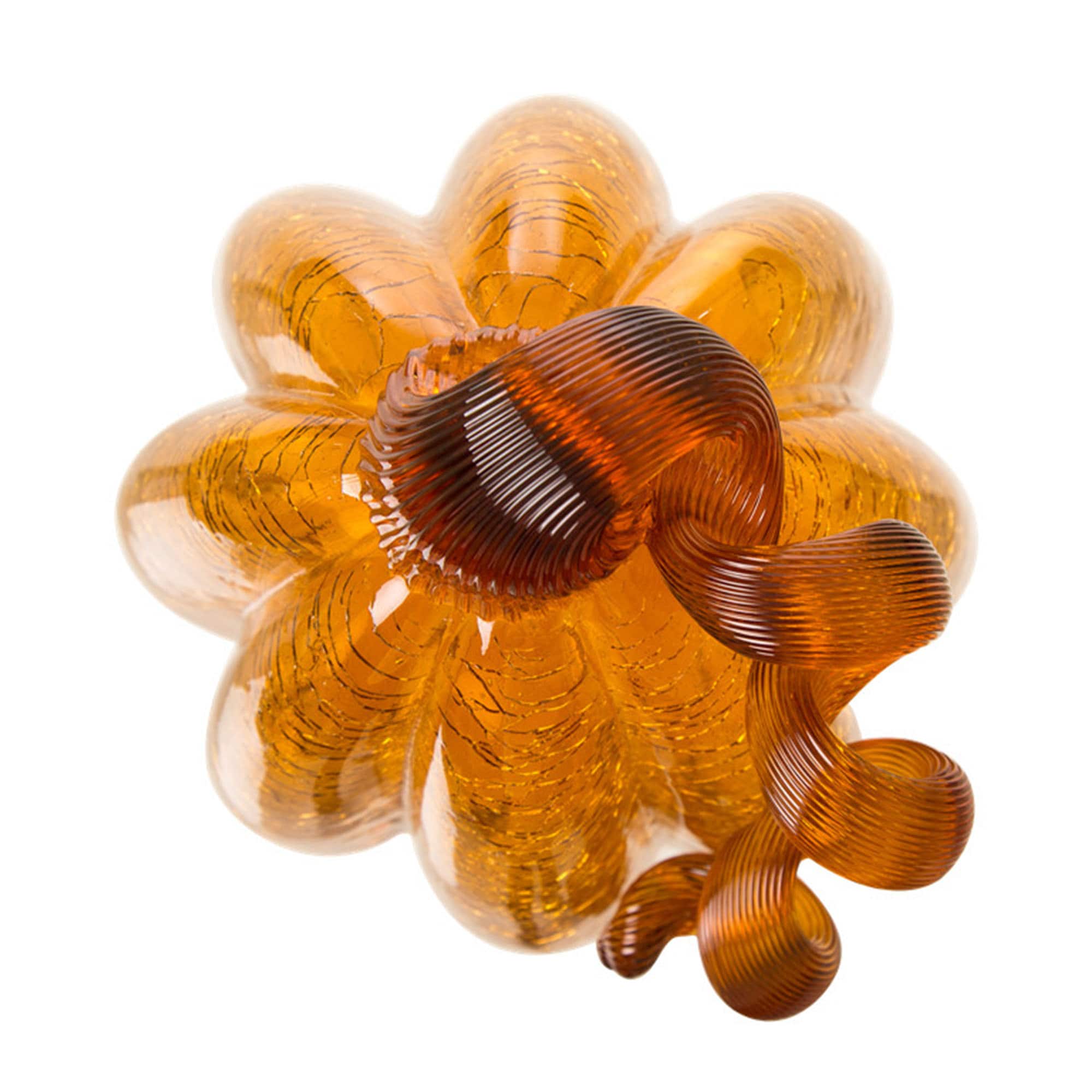 Glitzhome&#xAE; Tall Crackle Glass Pumpkin, Amber