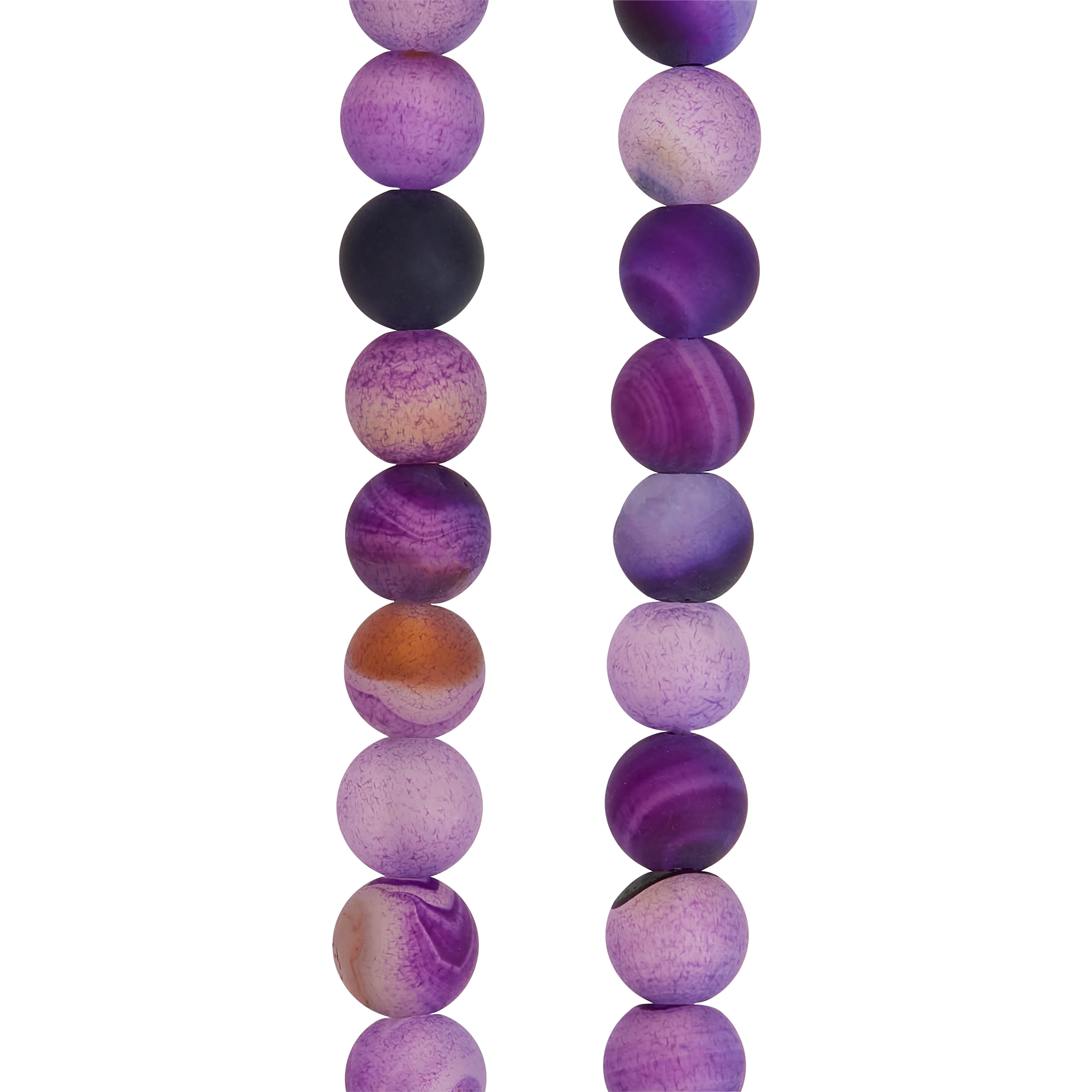 8mm Purple Dyed Round Agate Beads by Bead Landing™