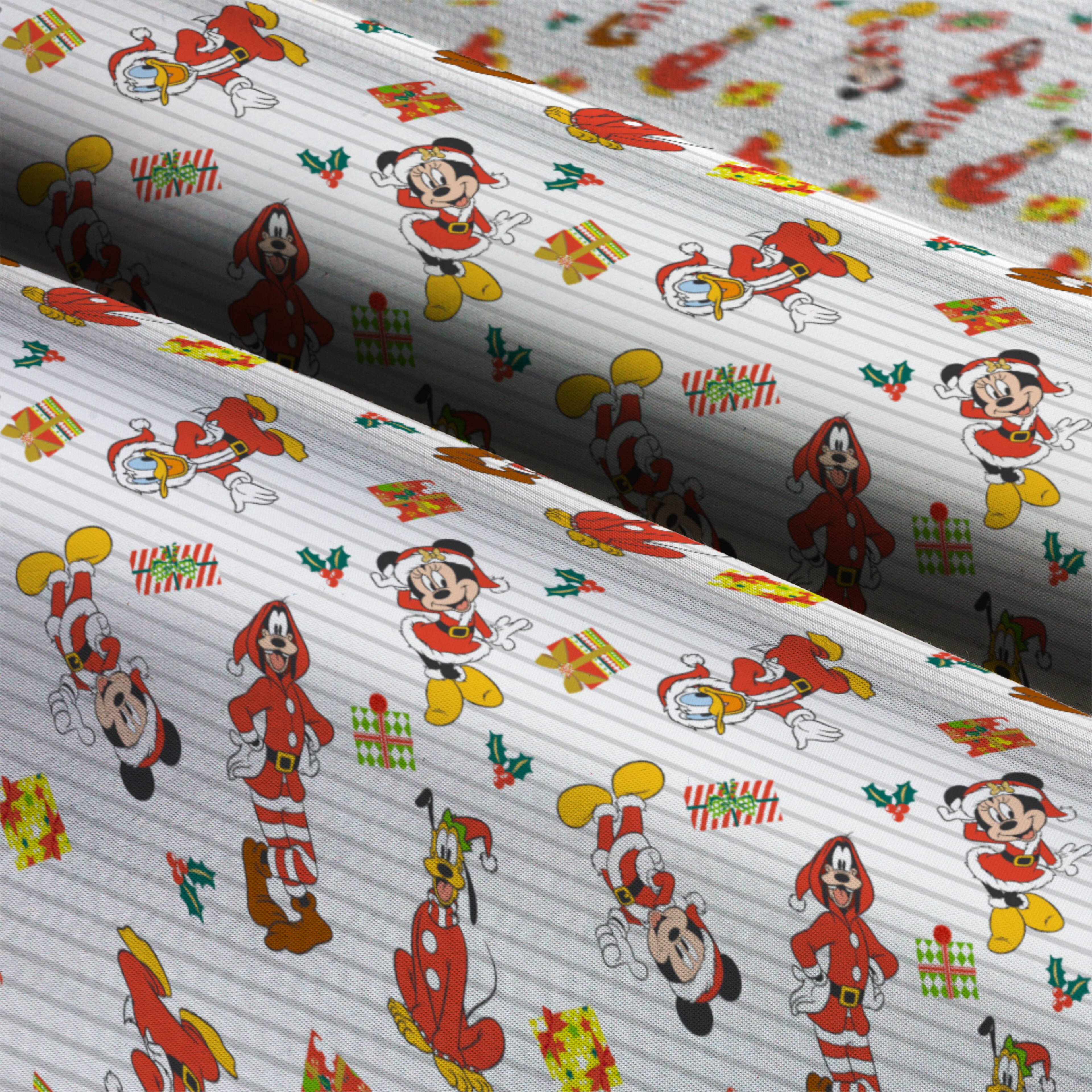 Disney&#xAE; Mickey &#x26; Friends Pinstripe Christmas Cotton Fabric