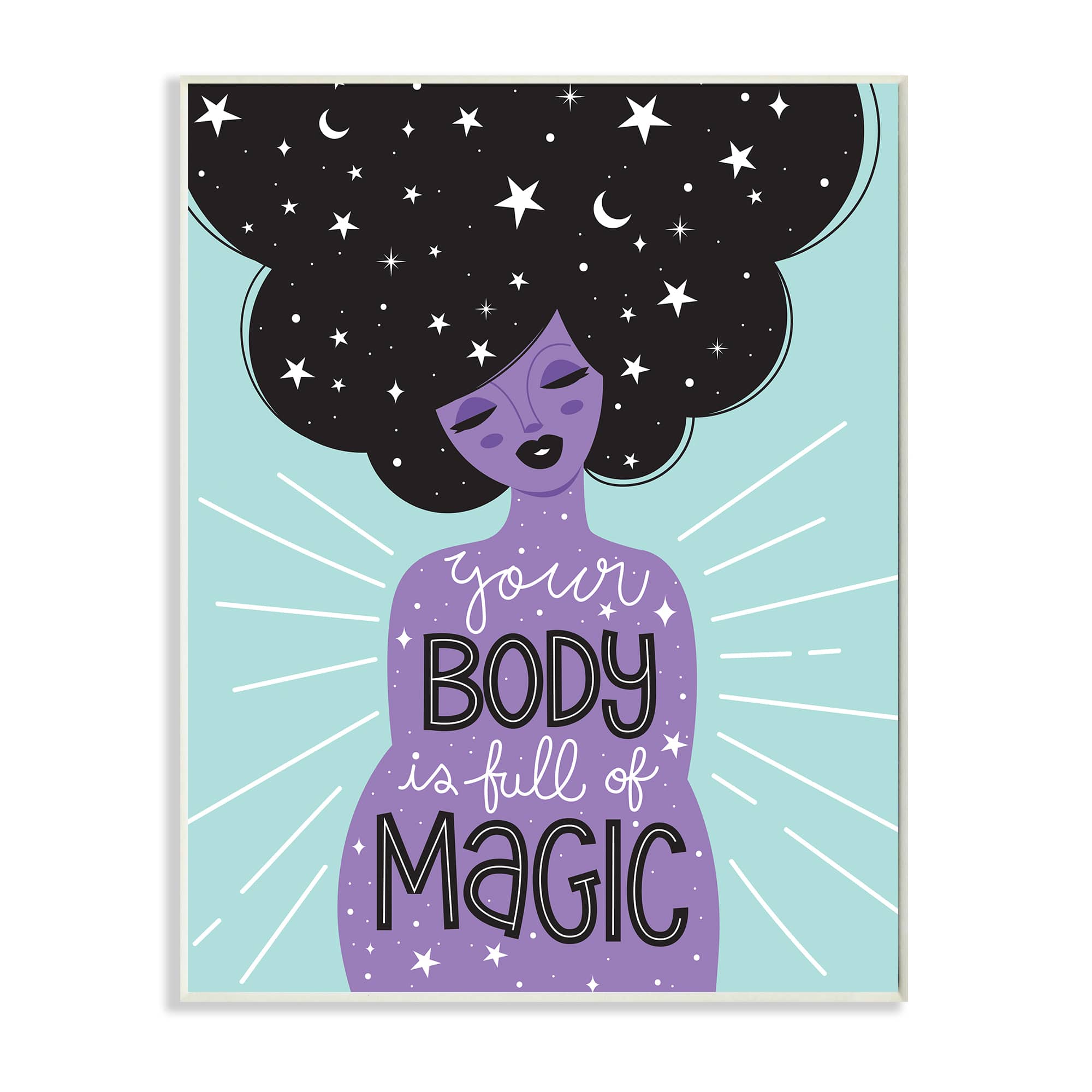 Stupell Industries Body Full of Magic Quote Female Astrological Hair Wall Plaque