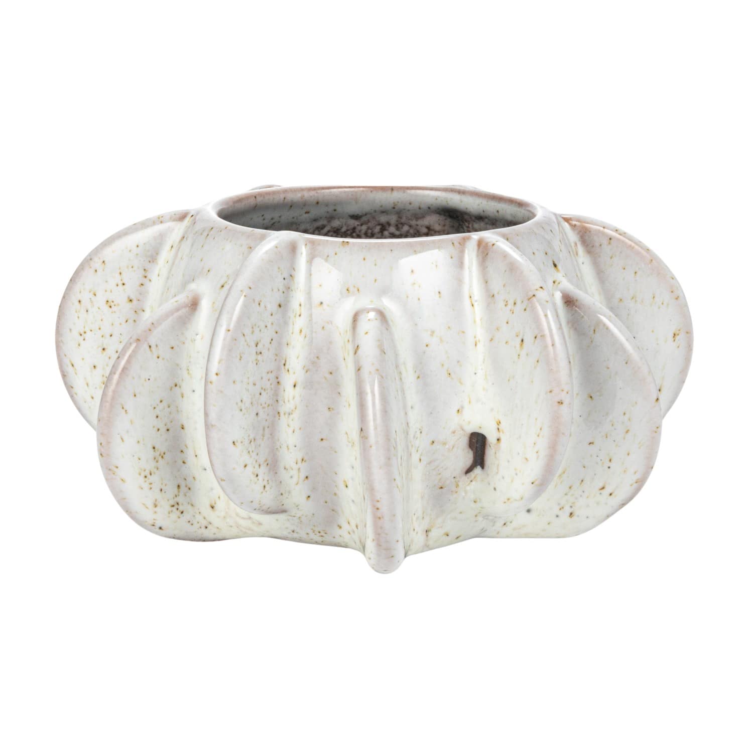 Hello Honey&#xAE; 4.25&#x22; White Reactive Glaze Speckled Stoneware Planter