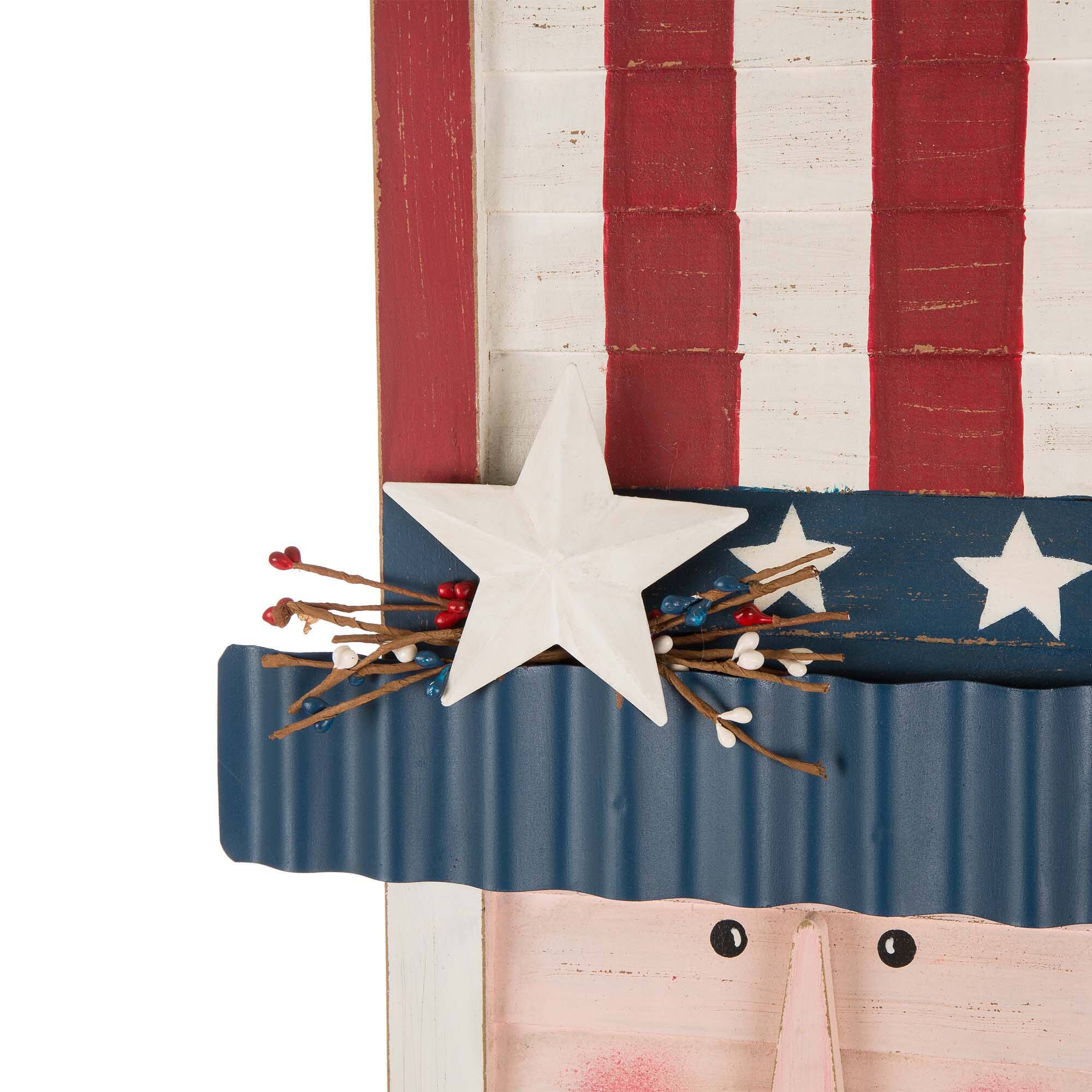 Glitzhome® 36" Patriotic Uncle Sam Porch Sign