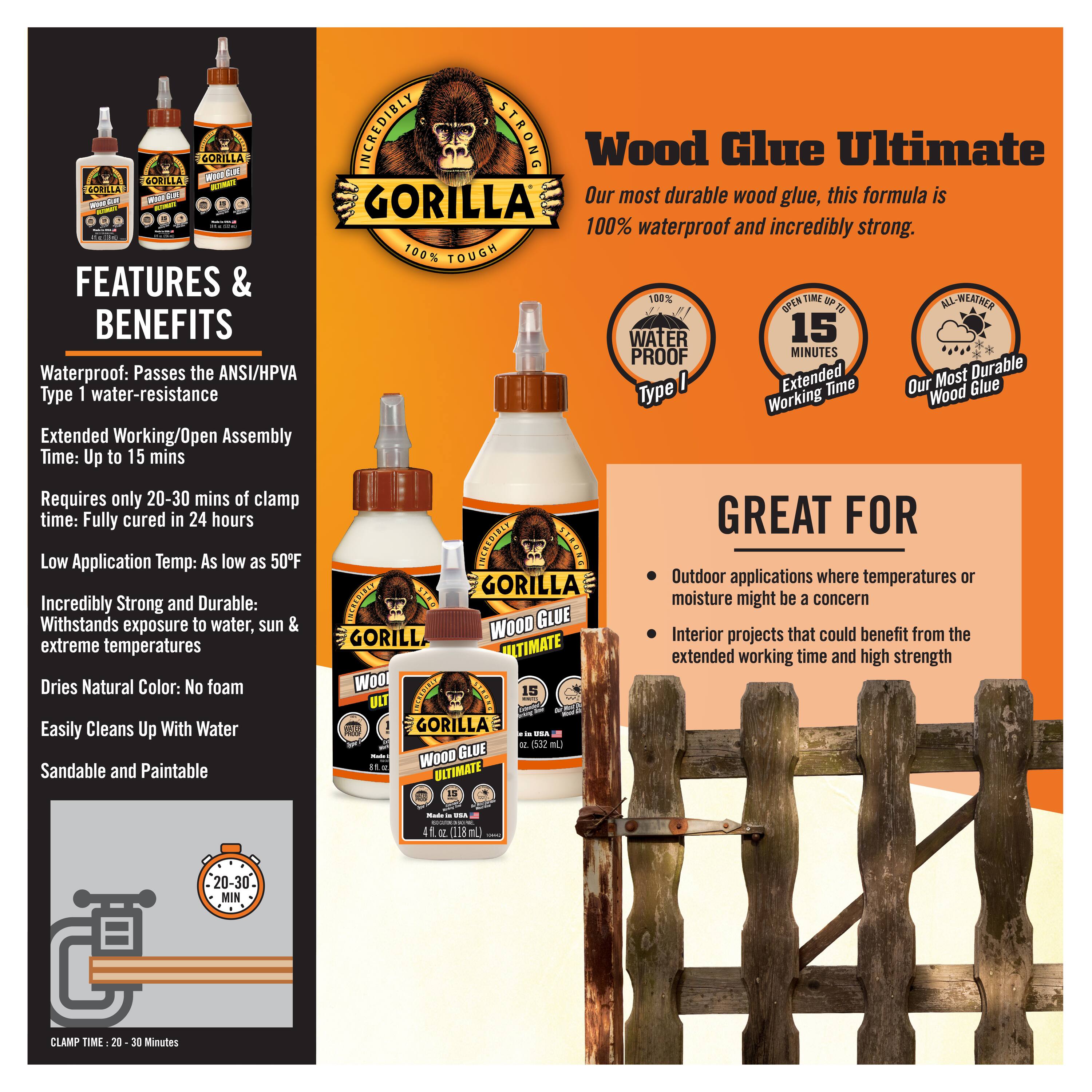 Gorilla Glue® 8oz. Ultimate Wood Glue