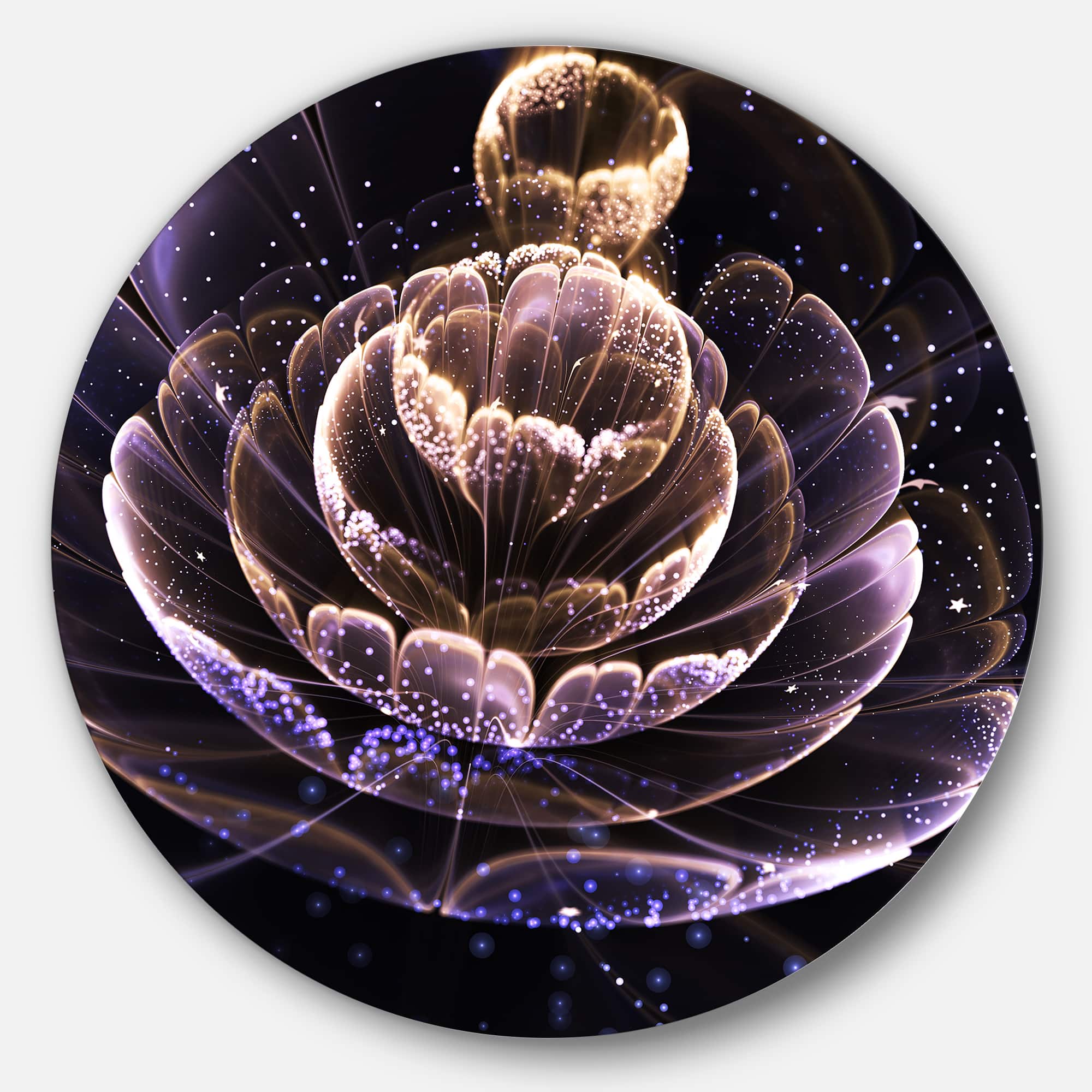 Designart - Purple Ideal Fractal Flower with Pollen' Floral Metal Circle Wall Art