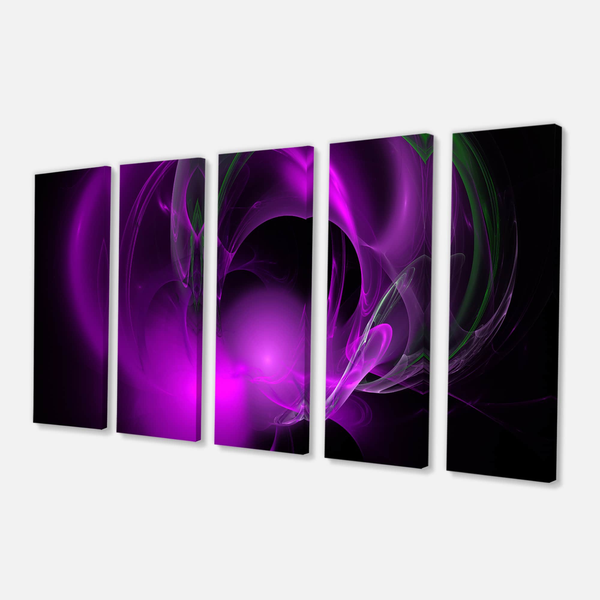 Designart - Purple Fractal Galactic Nebula - Abstract Wall Art Canvas