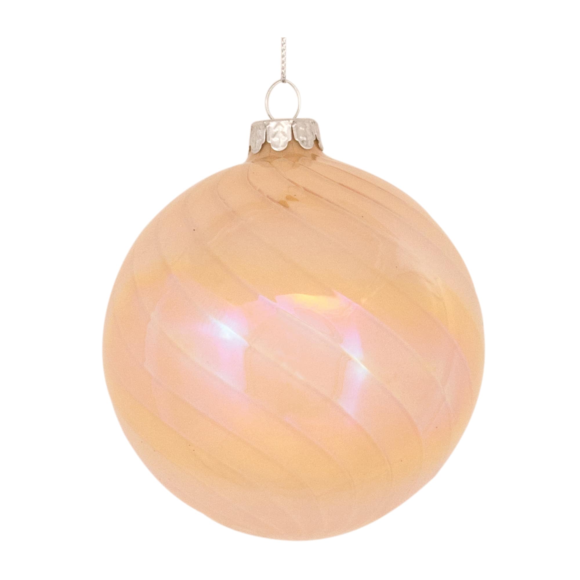 6ct. Peach Iridescent Glass Mixed Ornaments