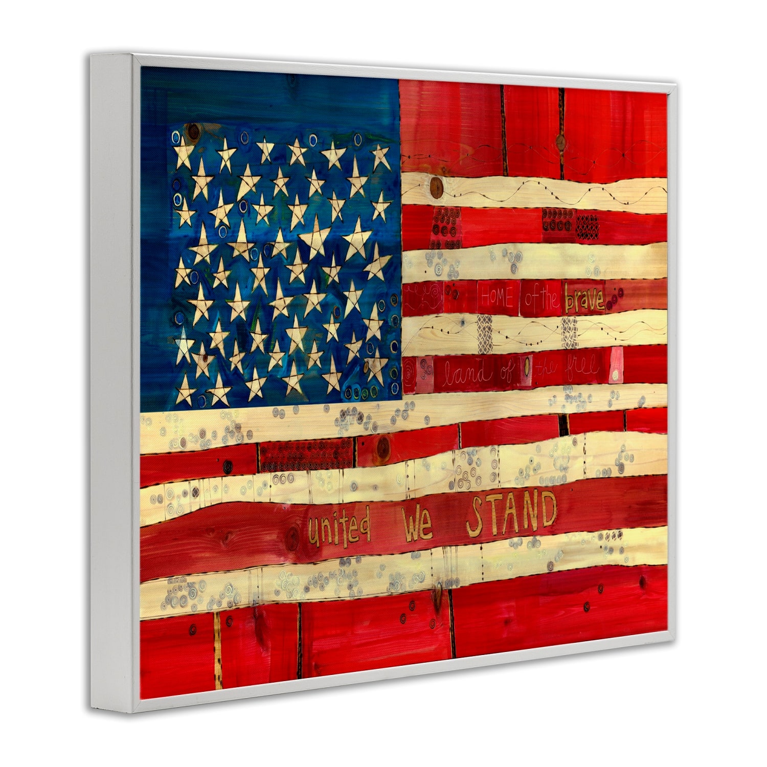 Stupell Industries United We Stand Independence Day Festive American Flag Framed Giclee Art