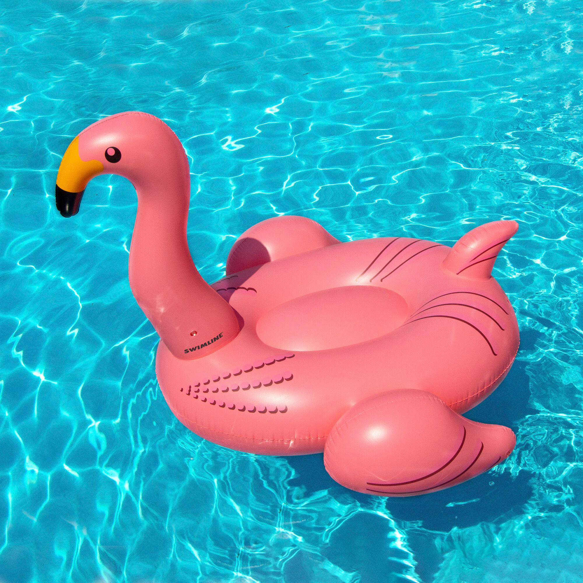 Swim Central 78&#x22; Inflatable Pink Giant Flamingo Swimming Pool Ride-On Float