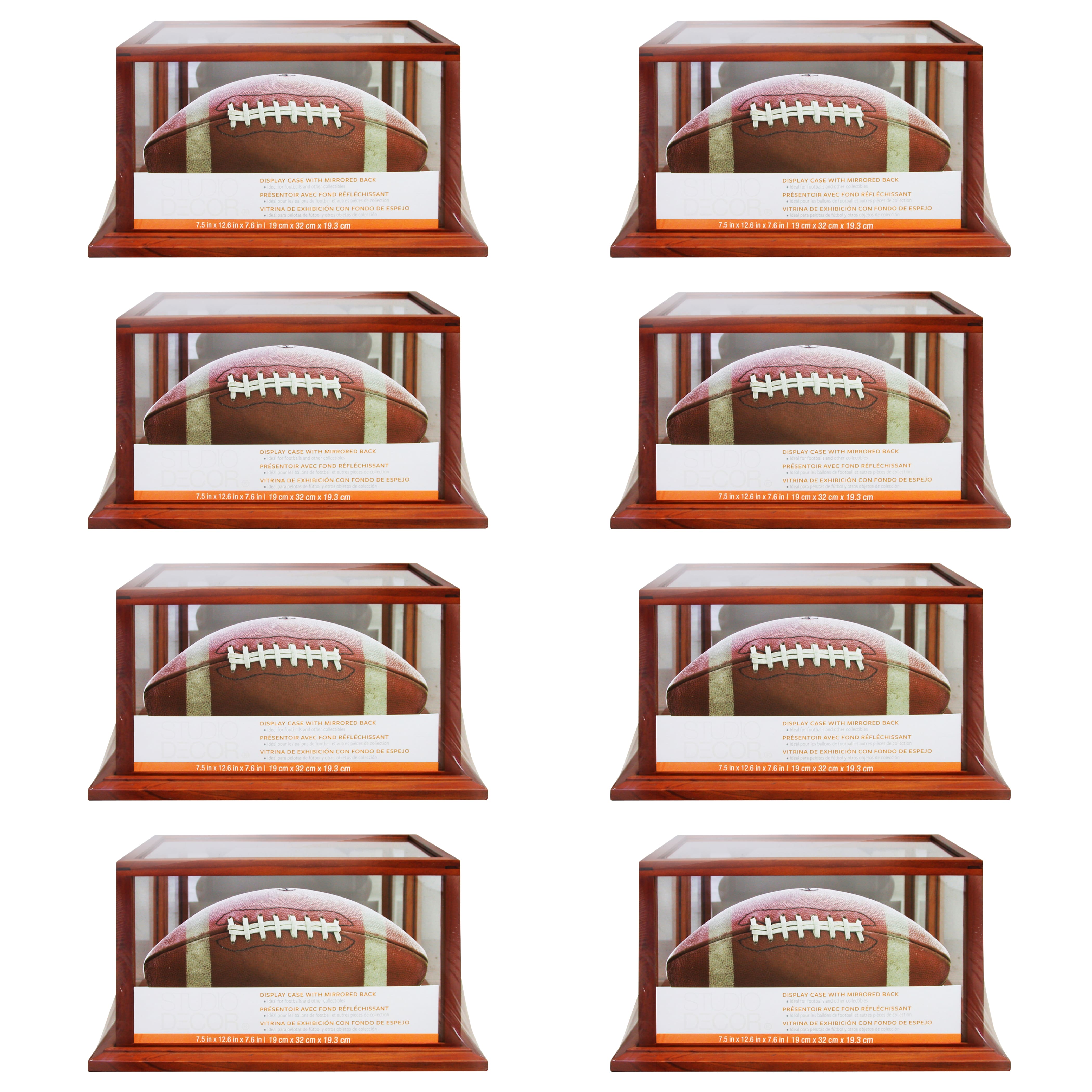 8 Pack: Football Display Case with Mirror Back by Studio Décor