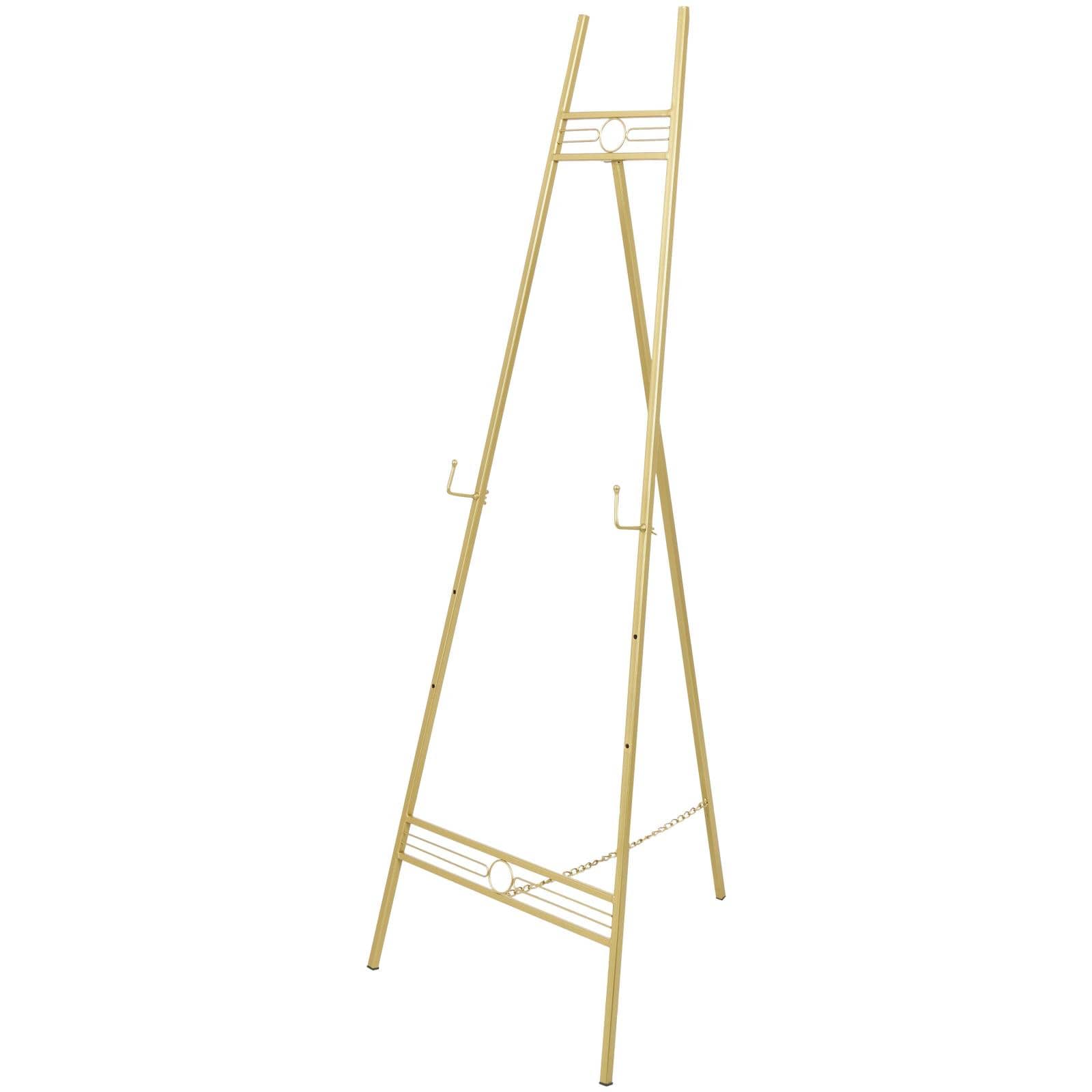 55.5&#x22; Gold Metal Geometric 3-Tier Display Easel