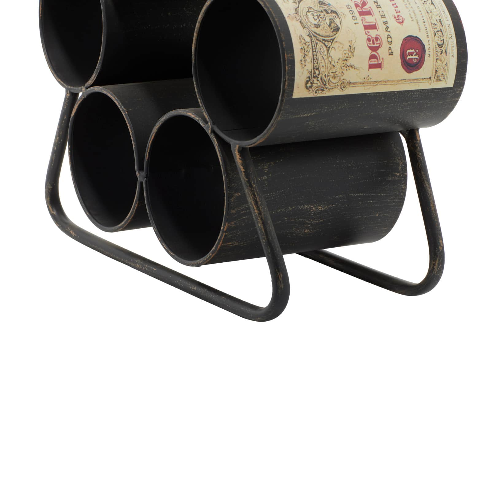 14&#x22; Black Metal Industrial Wine Holder Rack