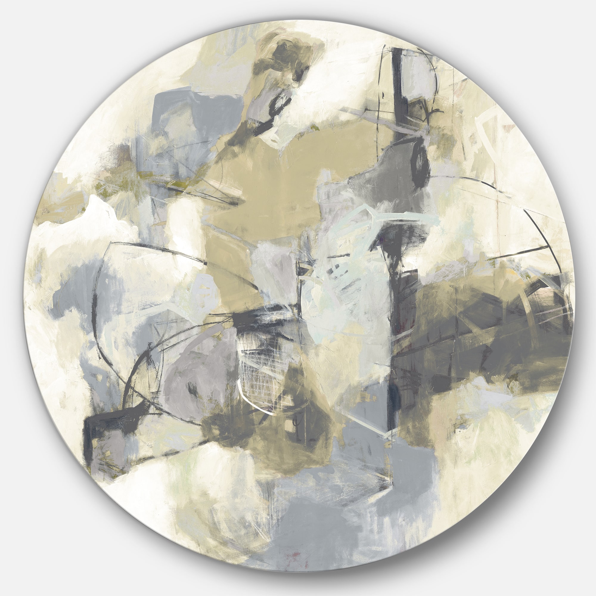 Designart - Glam Cream Dream III - Glam Metal Circle Wall Art