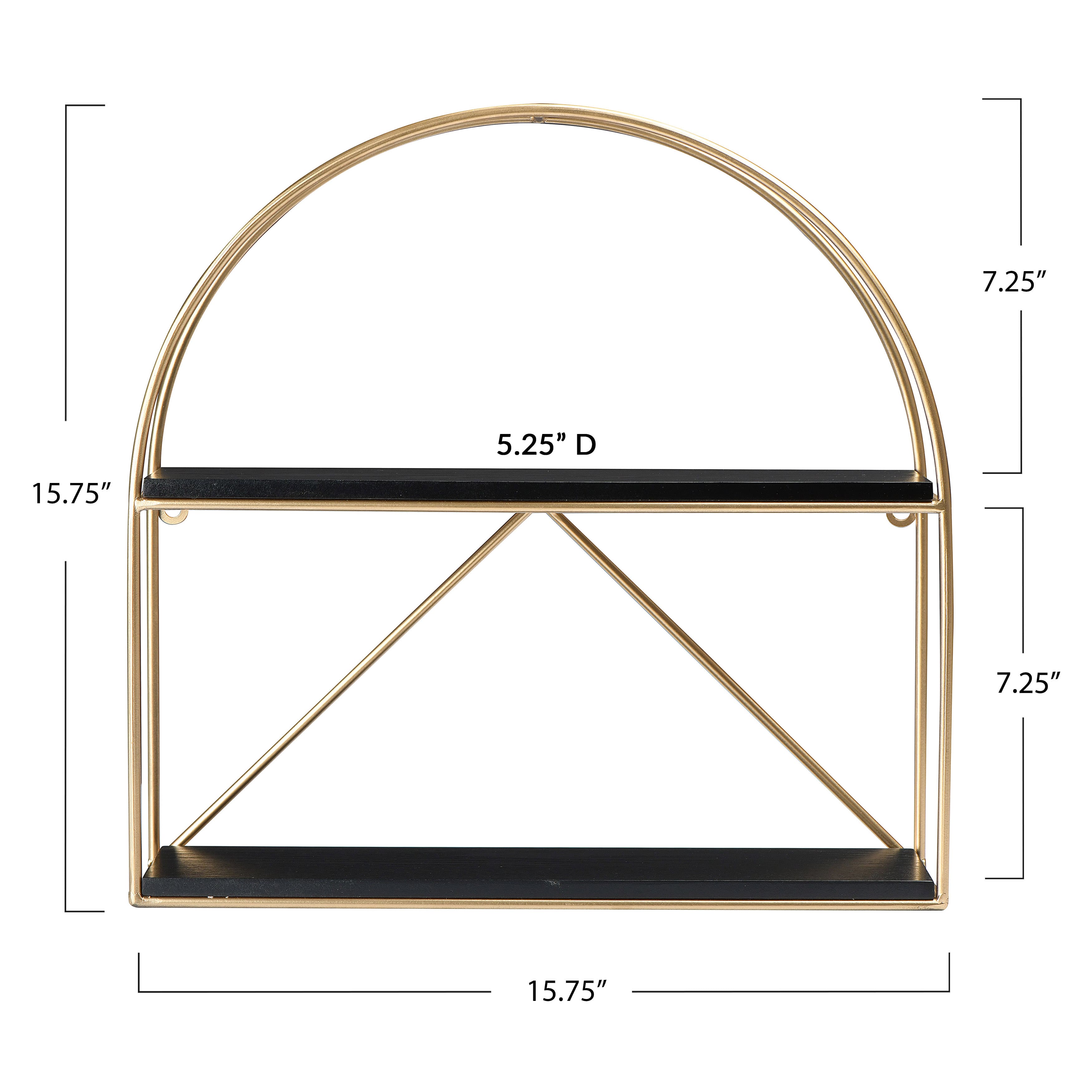 Wood &#x26; Metal Gold Crescent Wall Shelf