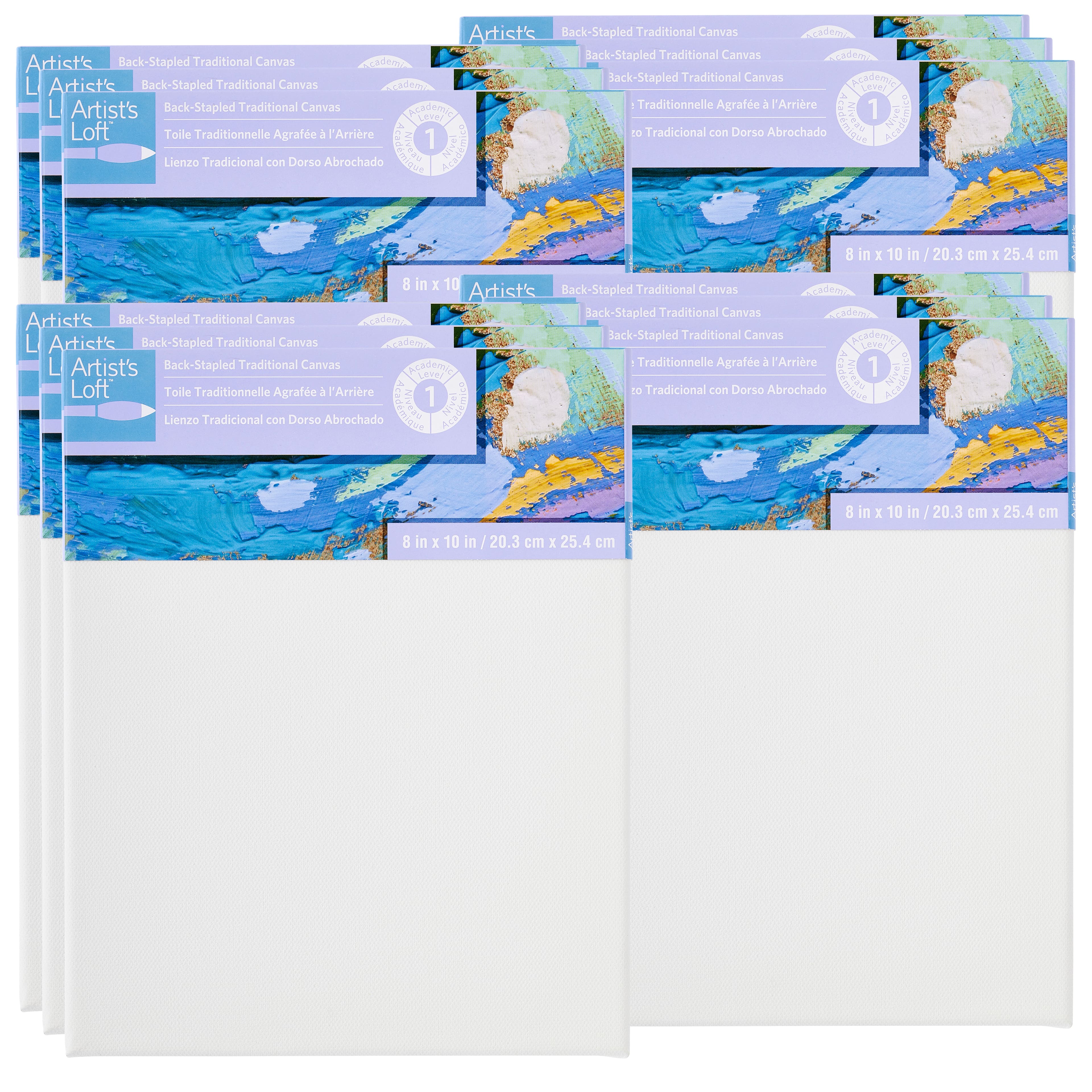 12 Pack: Level 1 Back Stapled Traditional Canvas by Artist's Loft™