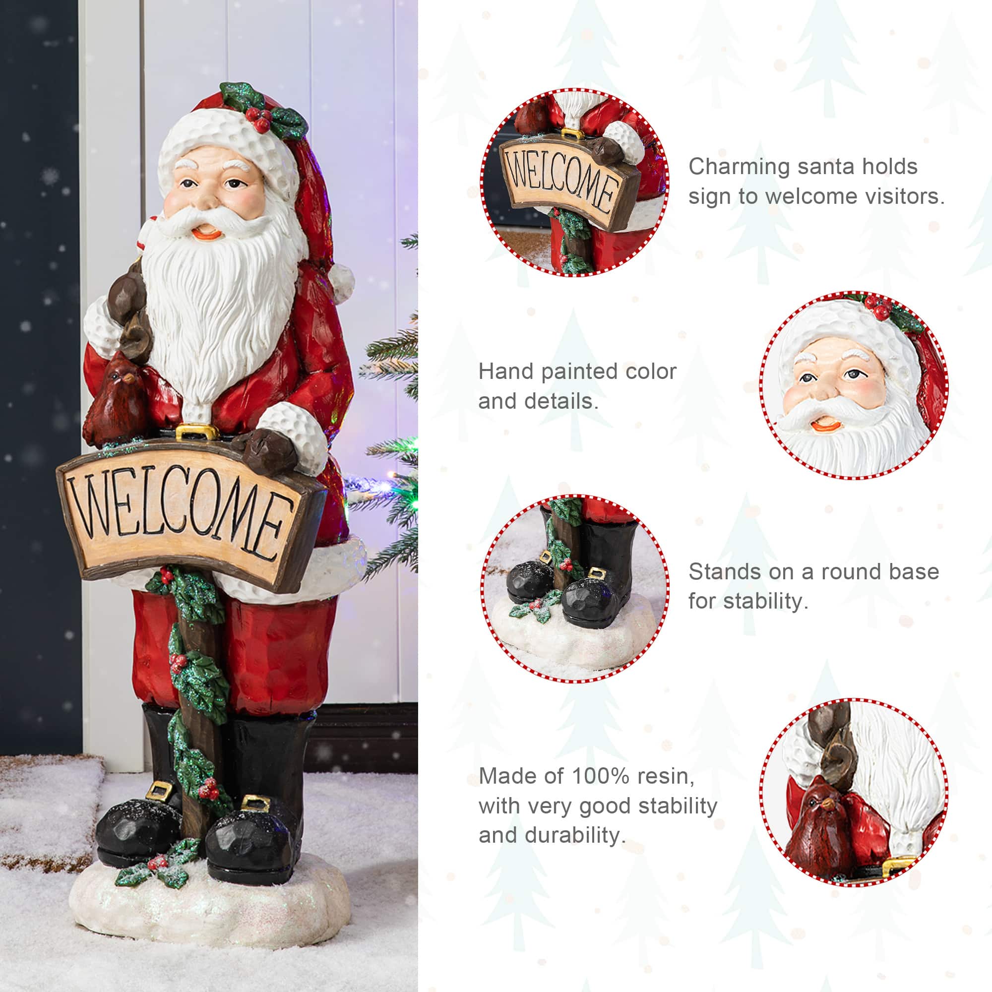 Glitzhome&#xAE; 28&#x22; Christmas Santa Porch D&#xE9;cor