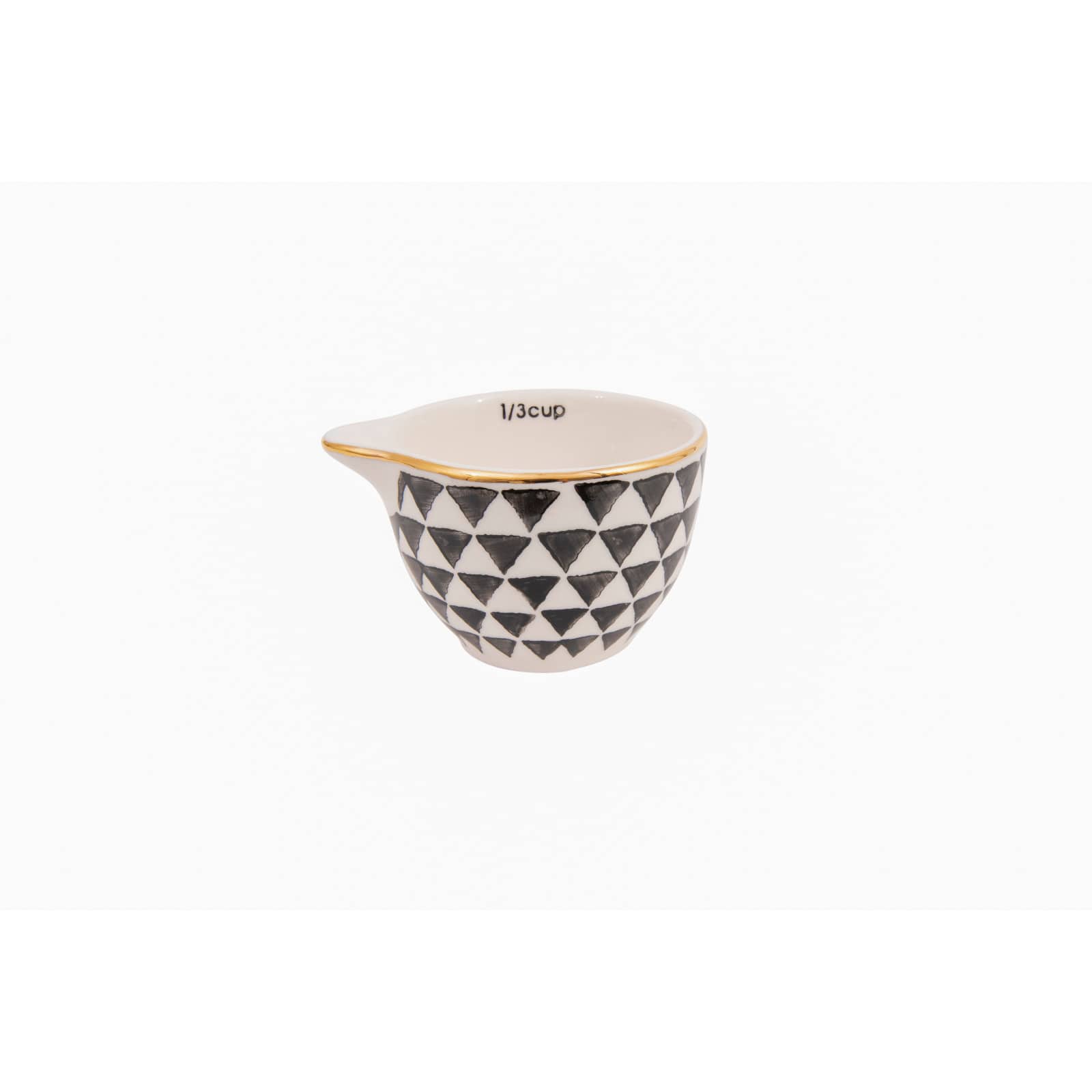 Hello Honey® Black & White Stoneware Measuring Cups with Gold Electroplating, 4ct.