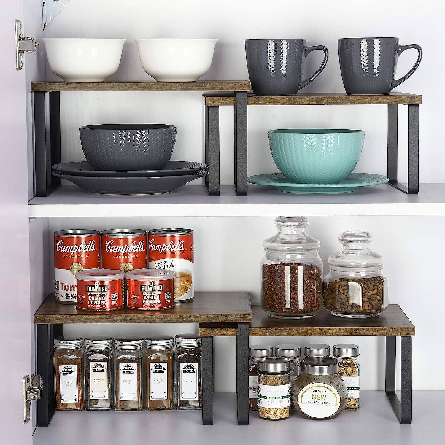 NEX™ 12" Rustic Brown & Black 3-Tier Kitchen Cabinet Organizer Sets, 2ct.