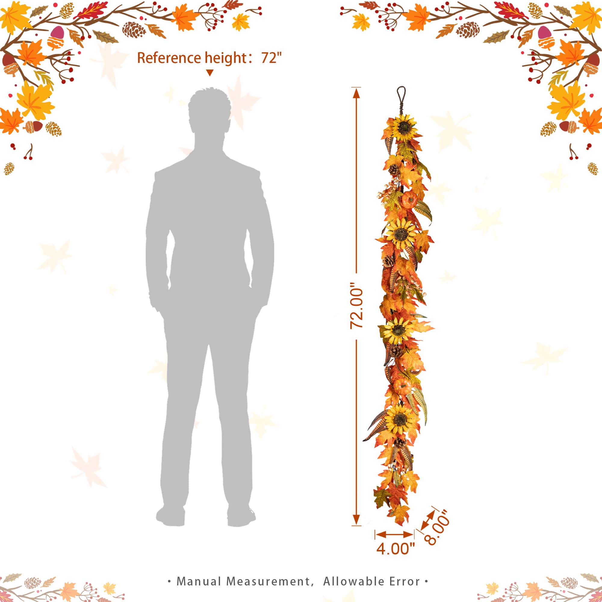 Glitzhome® 6ft. Fall Maple Leaf & Sunflower Garland