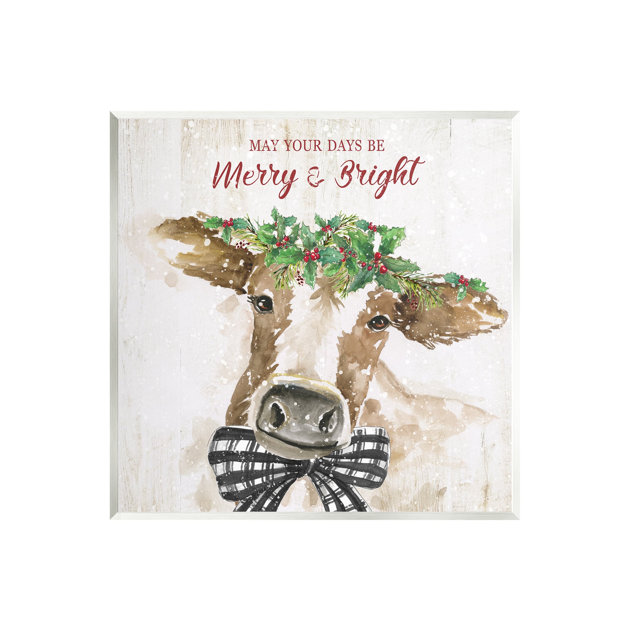 Stupell Industries Merry & Bright Holiday Cattle Wall Art