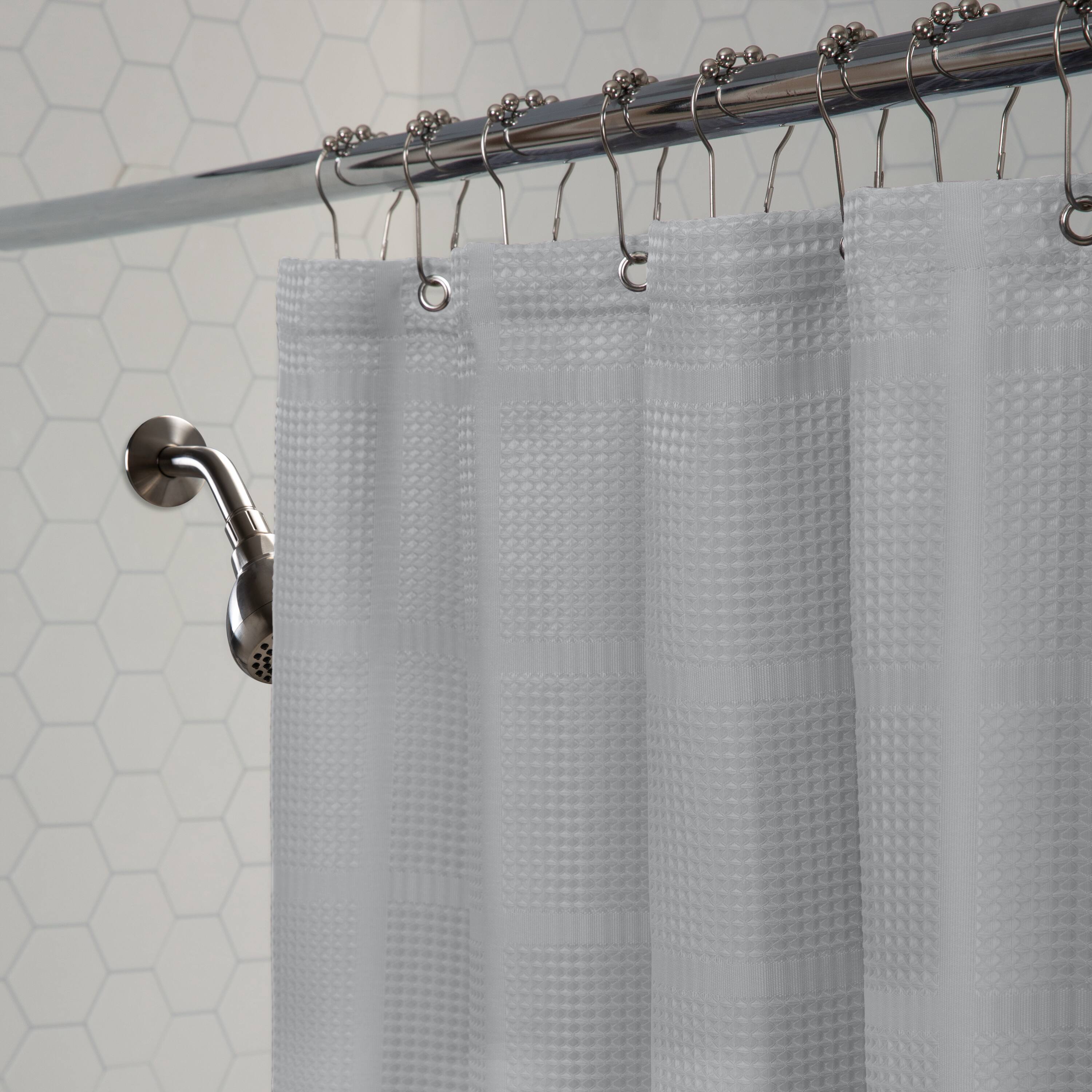 Elle Décor Gray Jacquard Solid Weave Shower Curtain