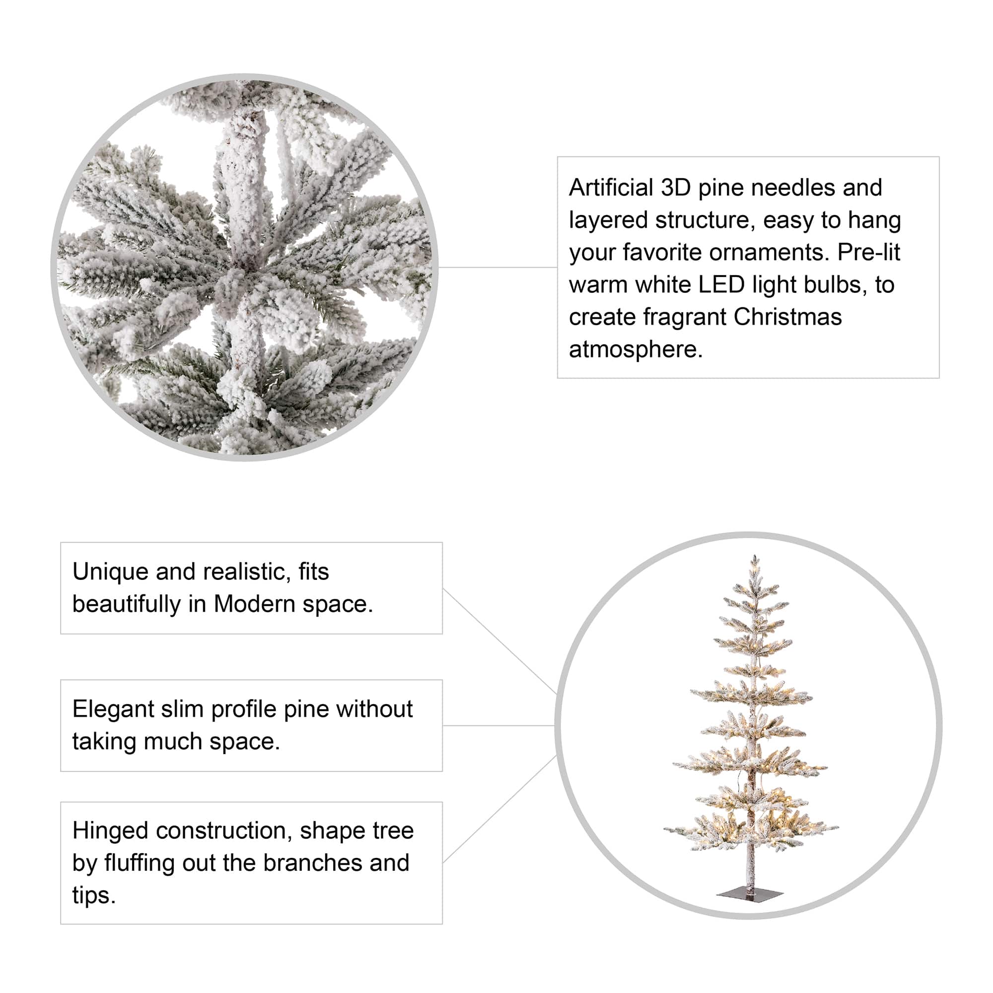 6ft. Pre-Lit Deluxe Flocked Pine Artificial Christmas Tree, Warm White LED Lights