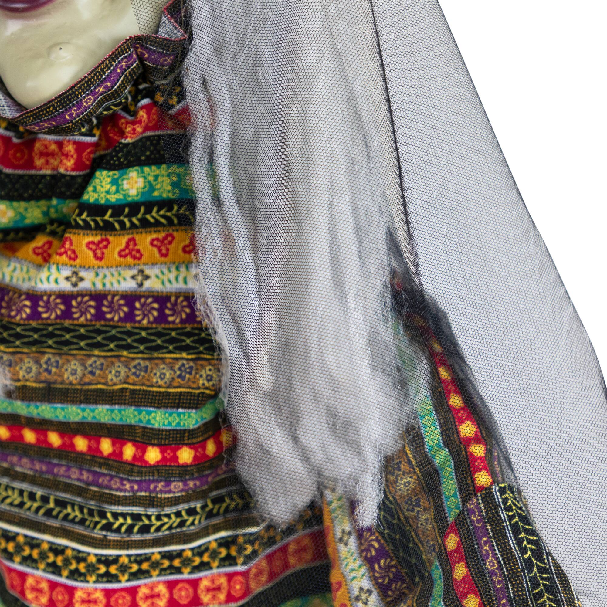 5.5ft. Pre-Lit Black & Green Standing Fortune Witch with Magic Ball Halloween Display