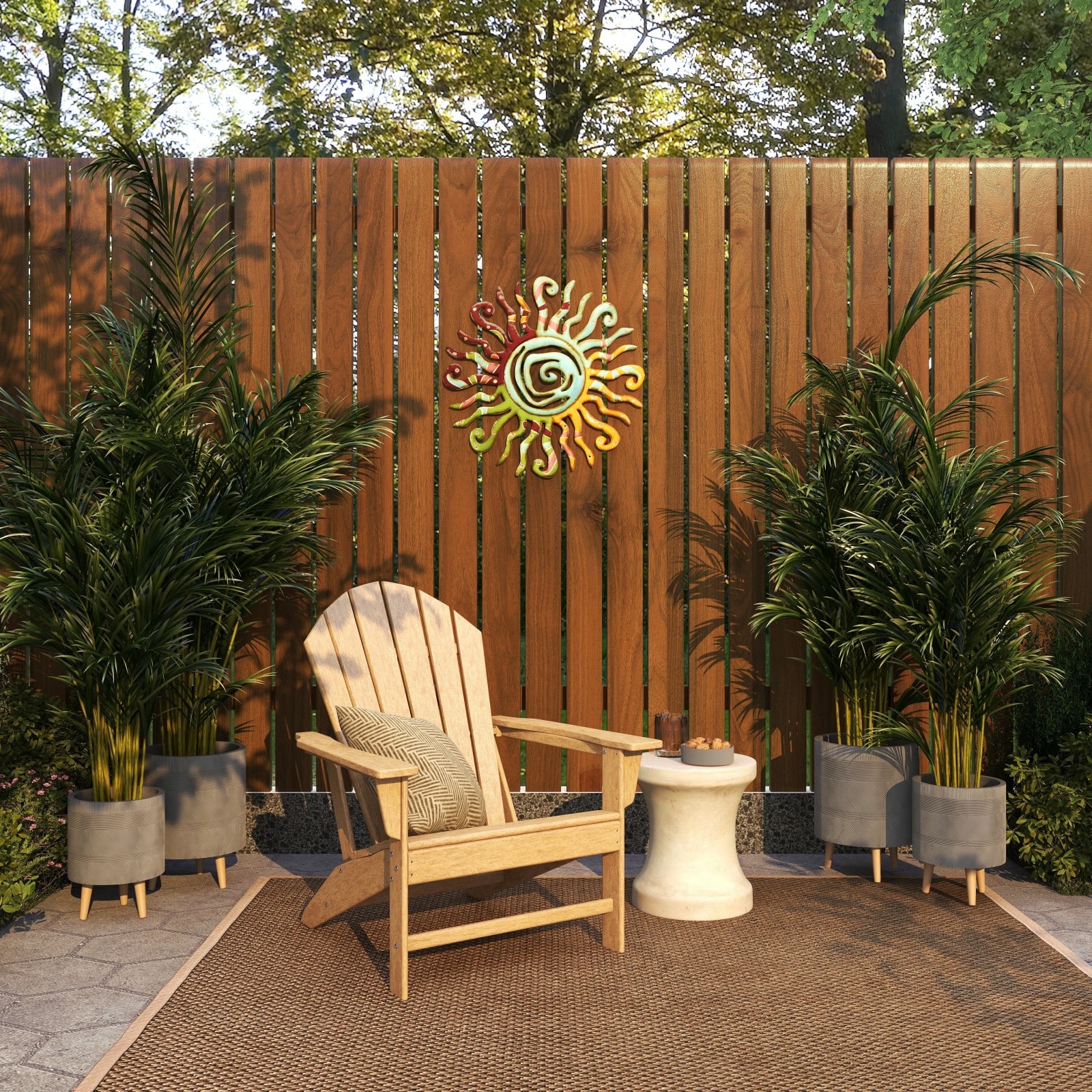 Multi Colored Metal Sun Cutout Swirl Home Wall Decor with Abstract Patterns