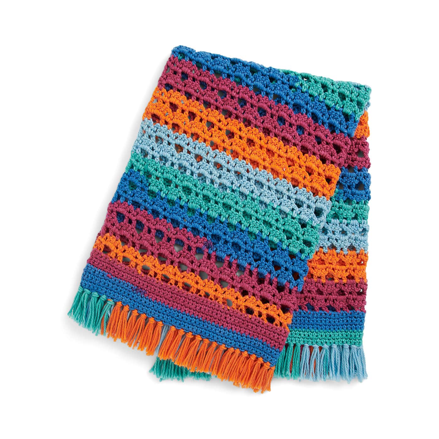 Triangle Crochet Scarf with Fringe (Using Caron Cake Yarn)
